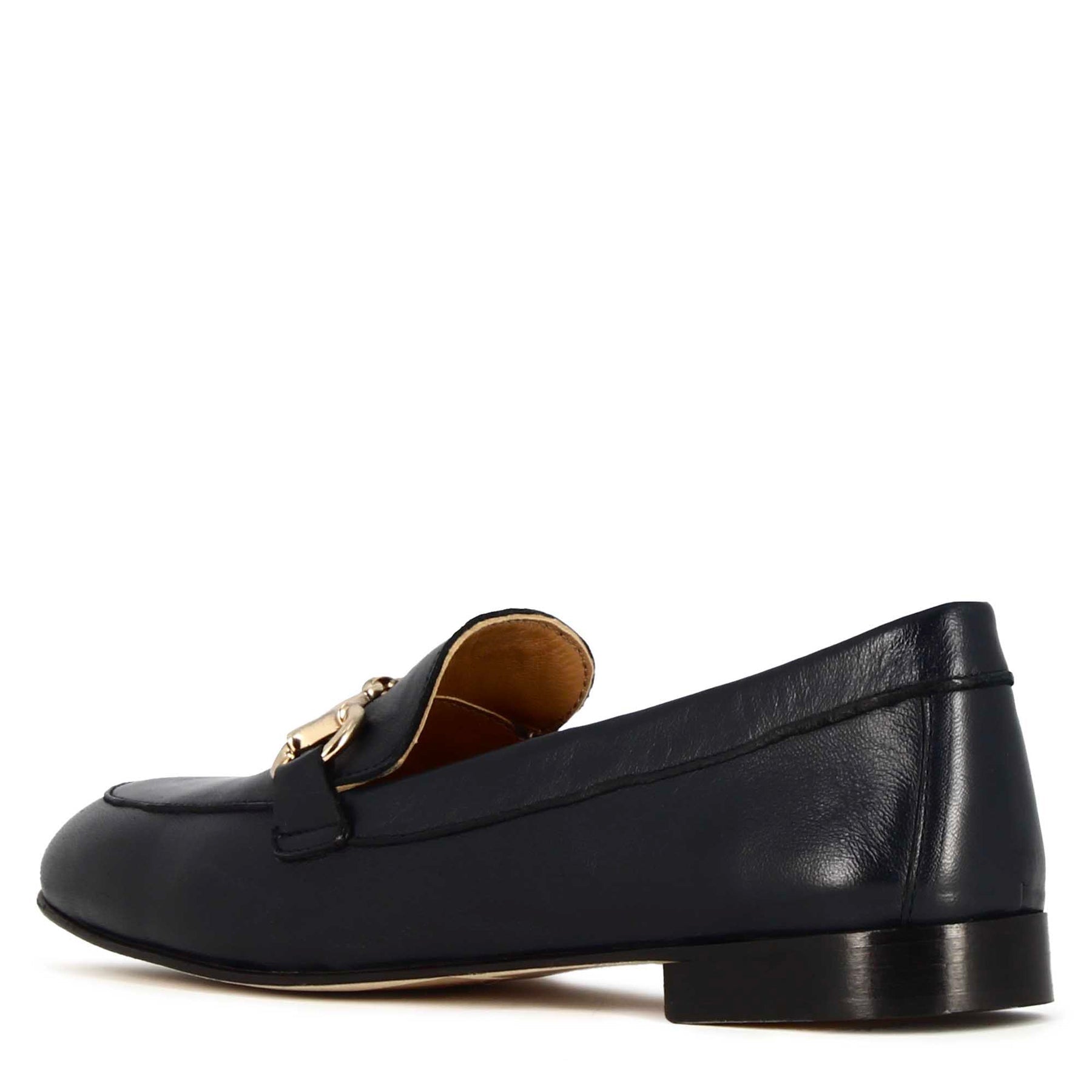 Dark Blue Leather Women's Moccasin