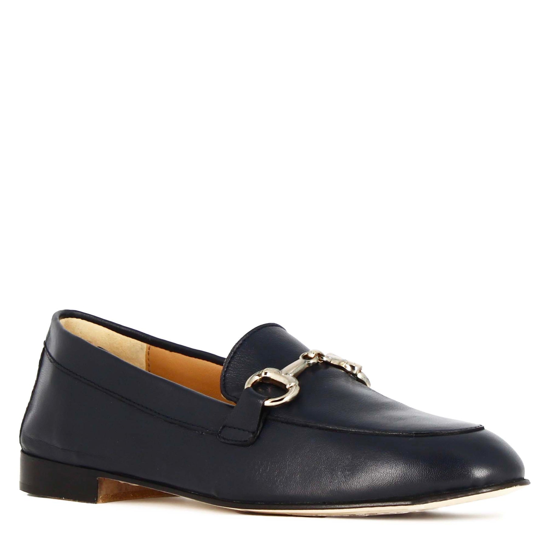 Dark Blue Leather Women's Moccasin