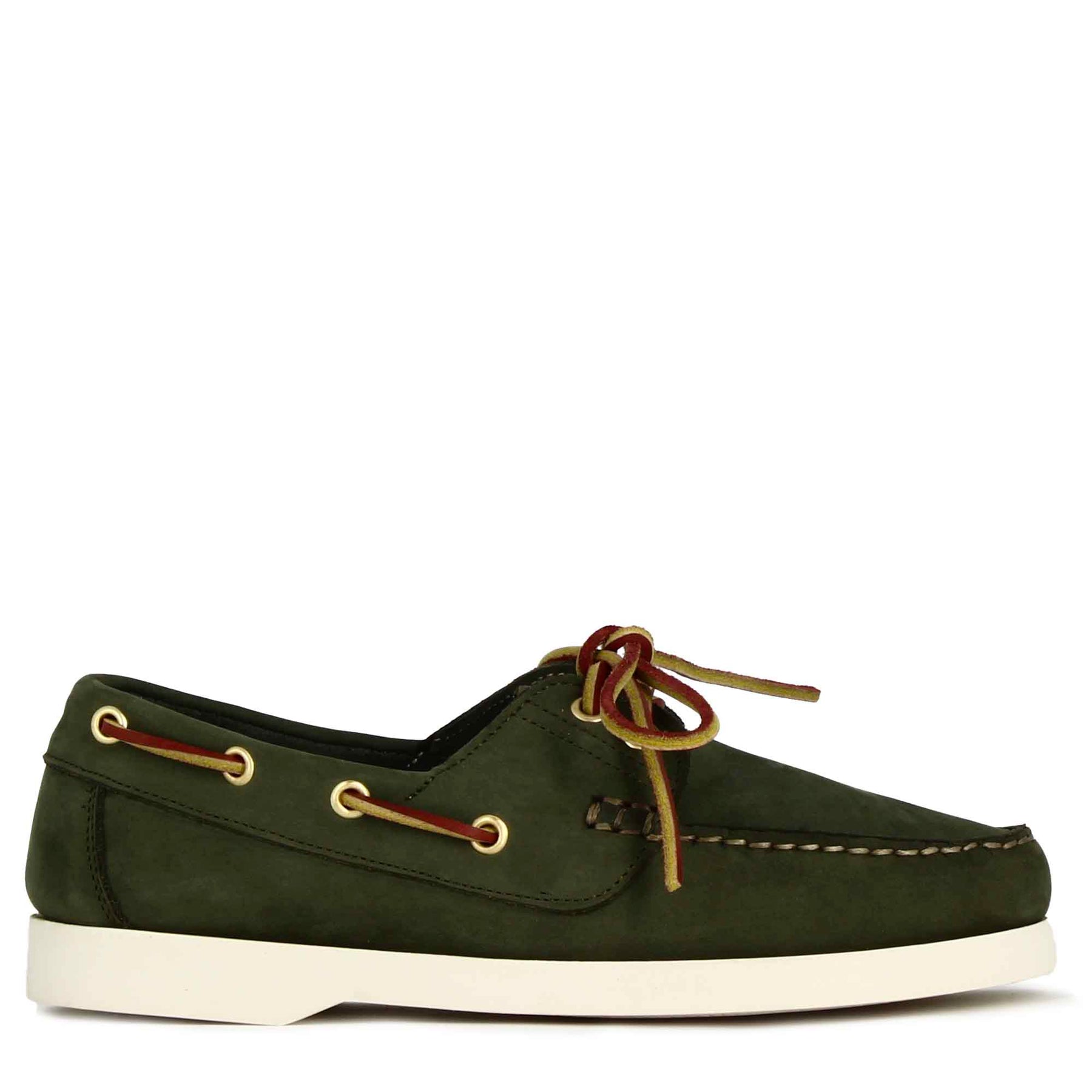 Women's Boat Moccasin in Green Suede