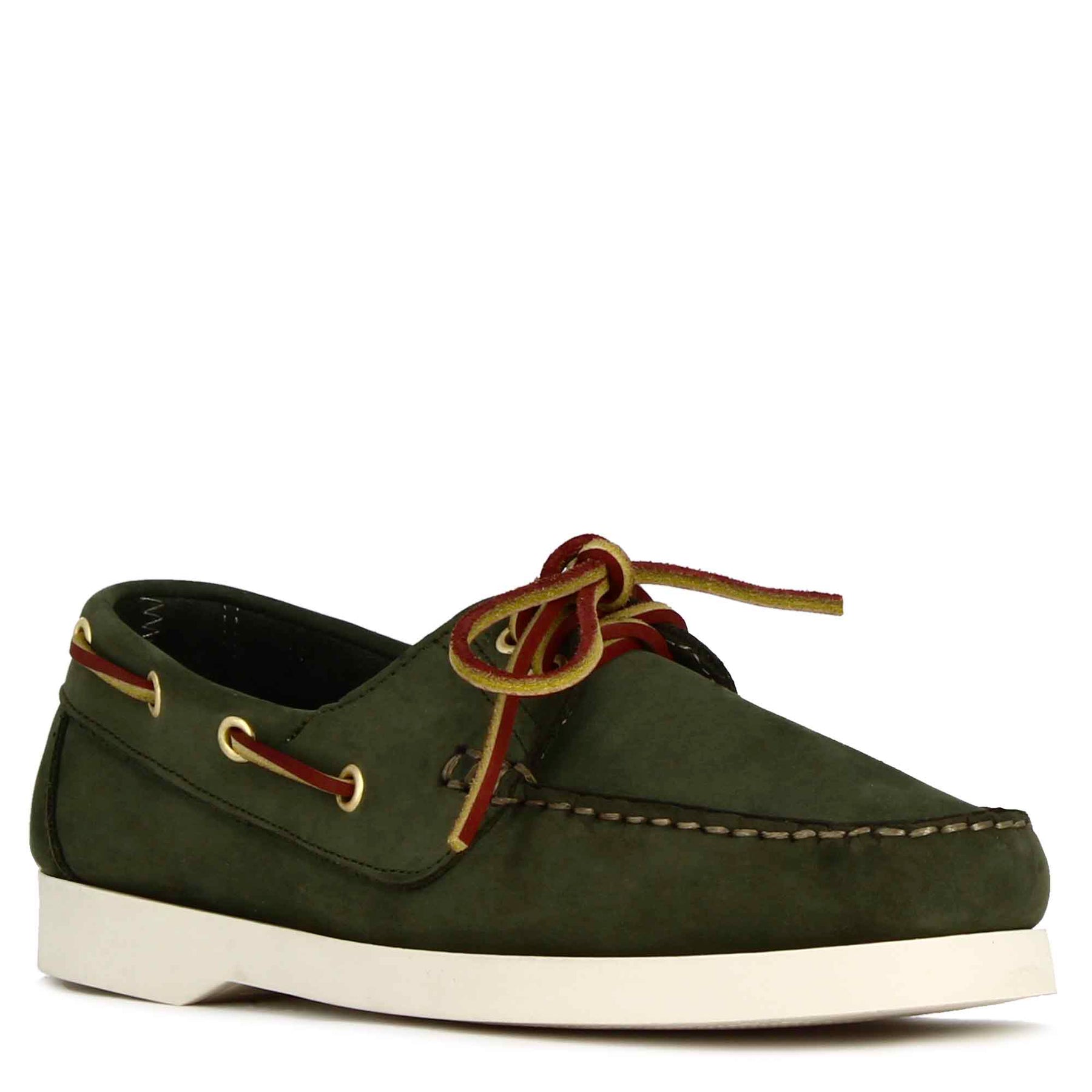 Women's Boat Moccasin in Green Suede