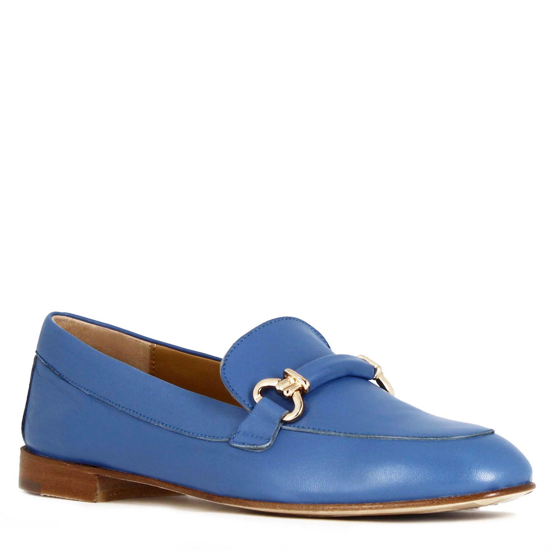 Women's Moccasin in Blue Leather