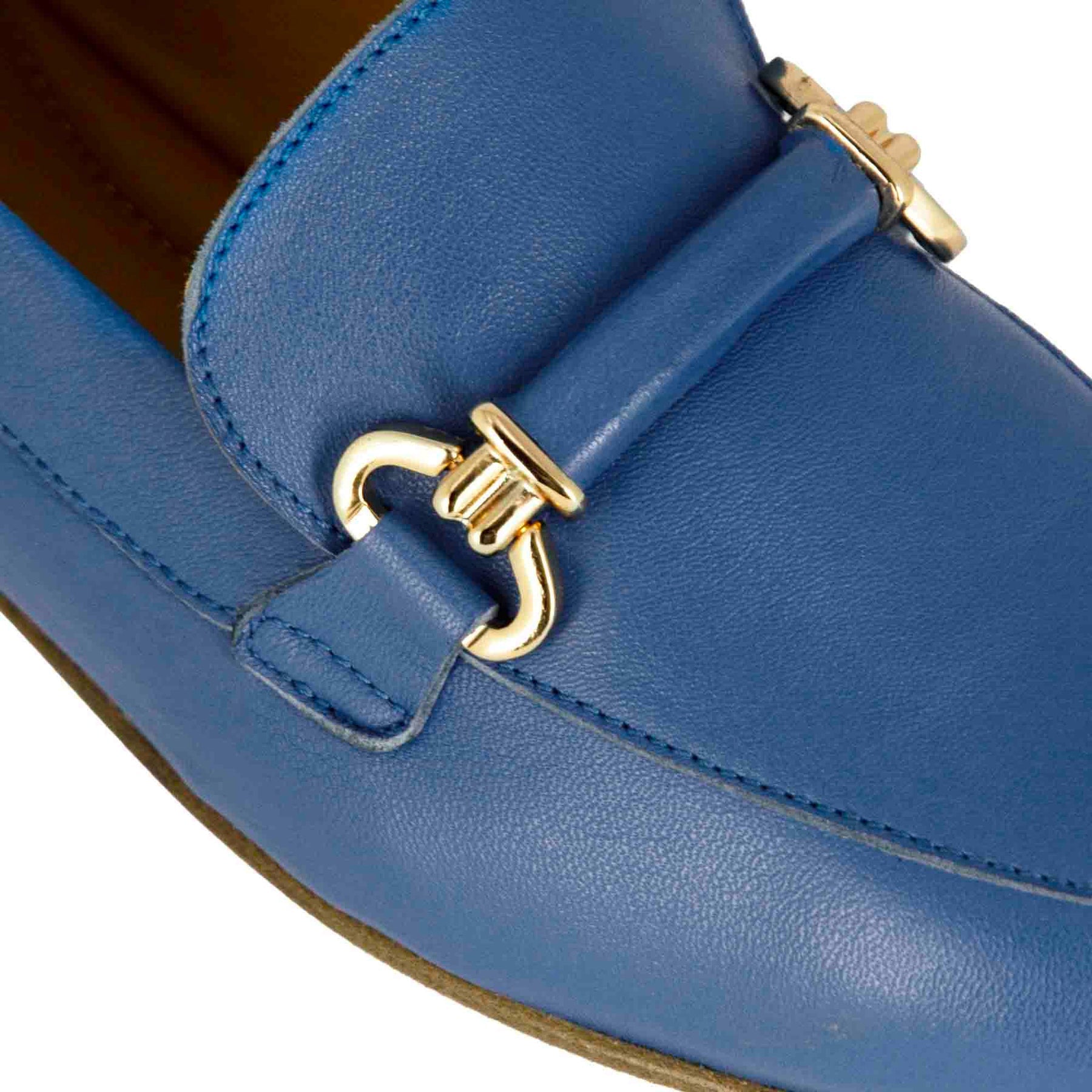 Women's Moccasin in Blue Leather