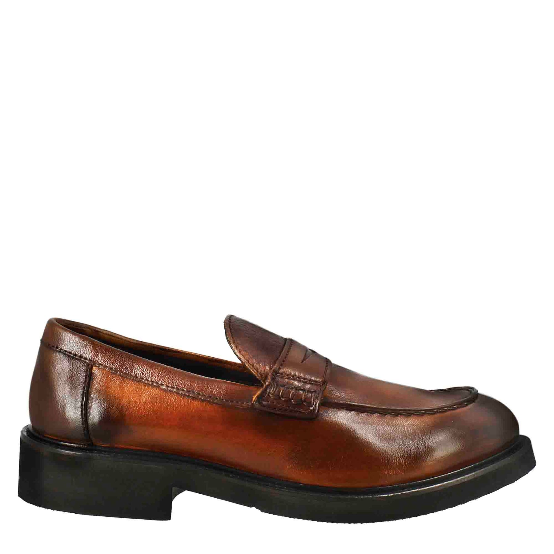 Dark Tan Washed Leather Women's Moccasin