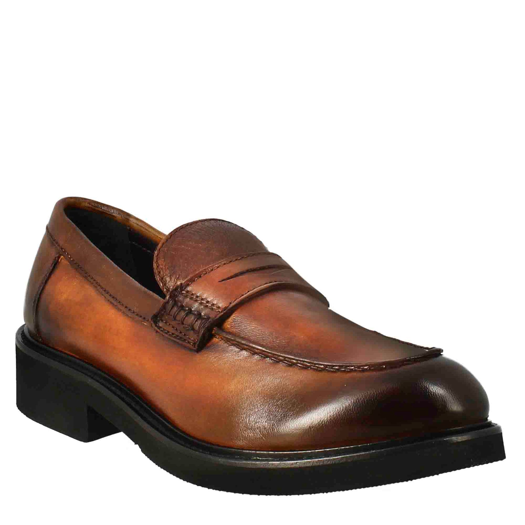 Dark Tan Washed Leather Women's Moccasin