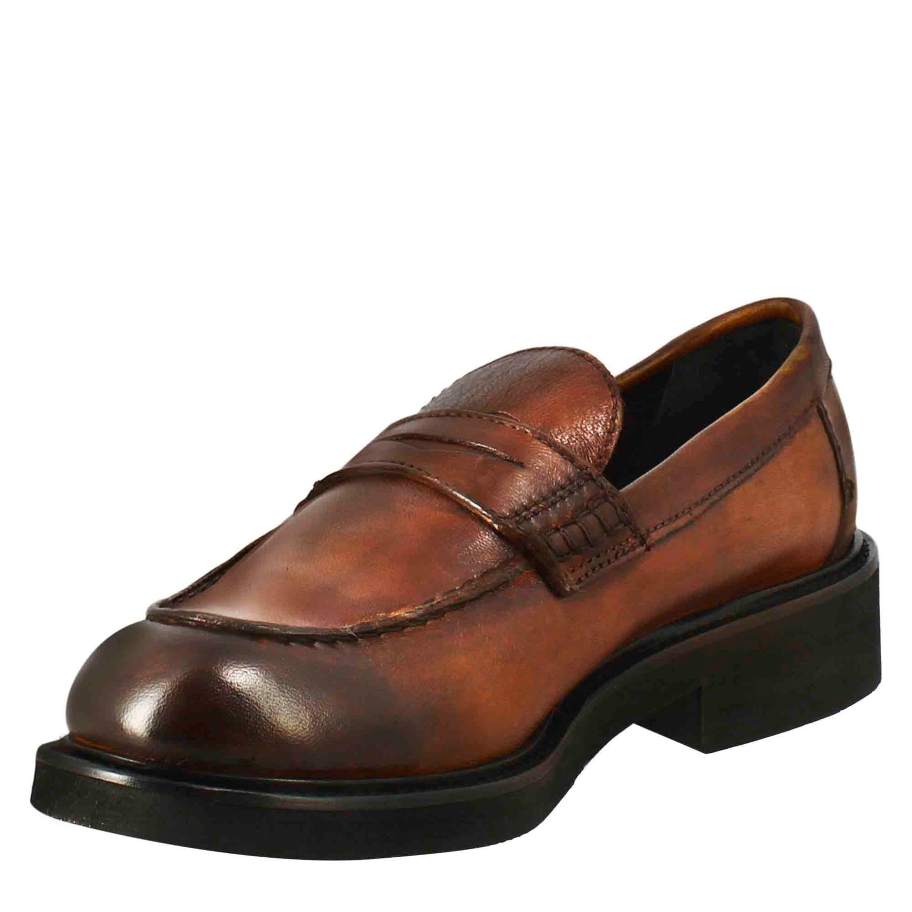 Dark Tan Washed Leather Women's Moccasin