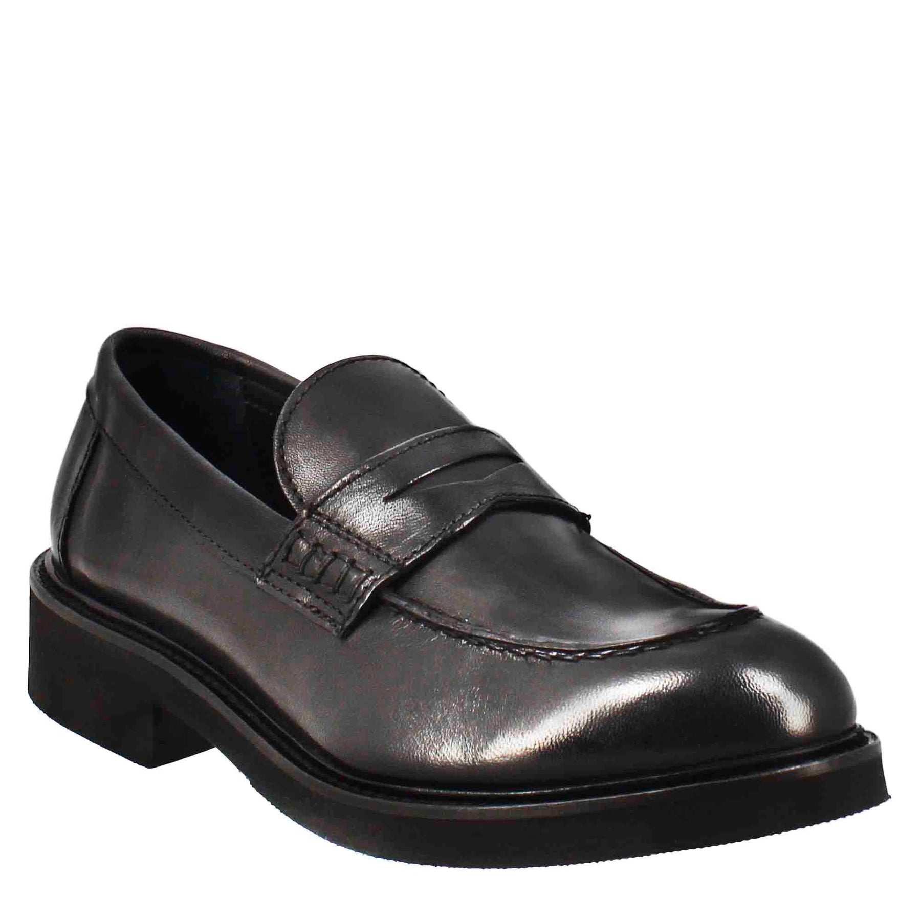 Black Washed Leather Women's Moccasin