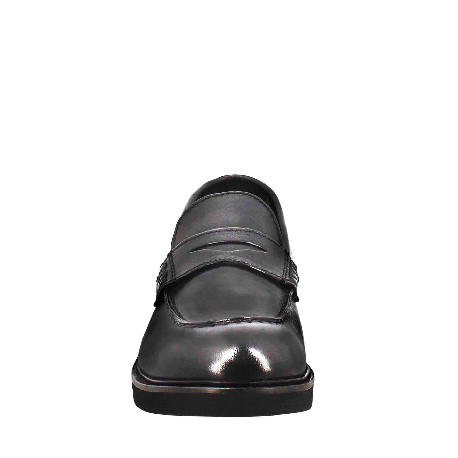 Black Washed Leather Women's Moccasin