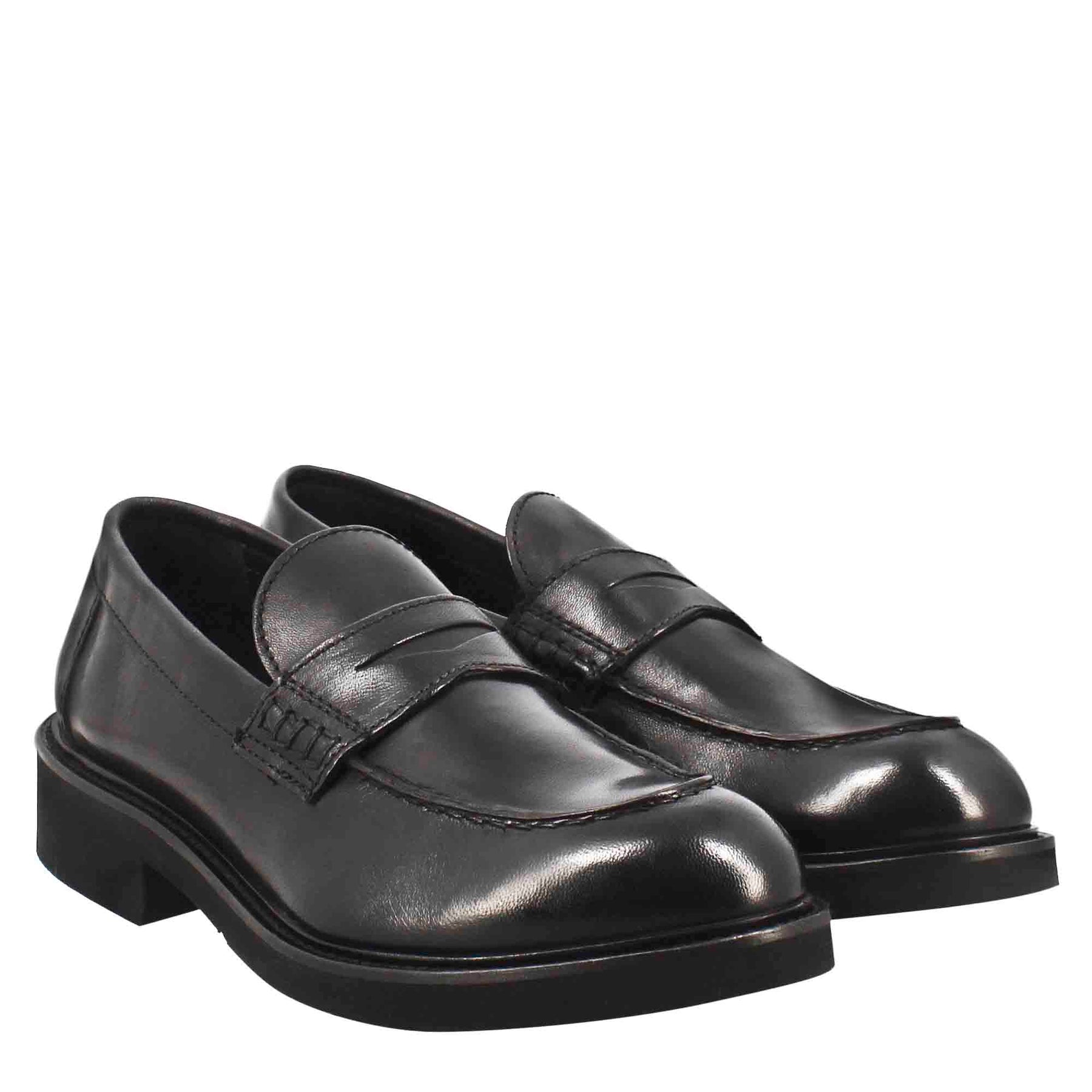 Black Washed Leather Women's Moccasin