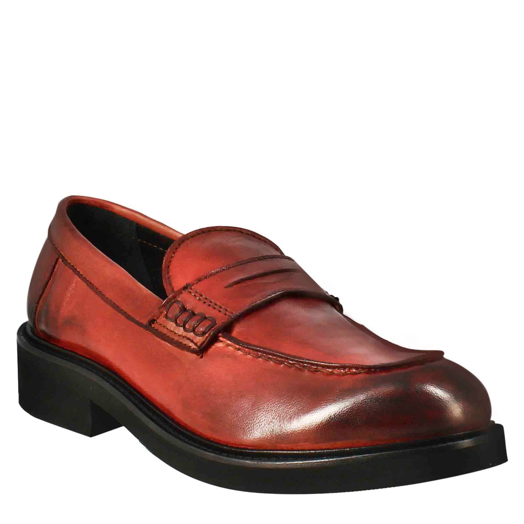 Red Washed Leather Women's Moccasin