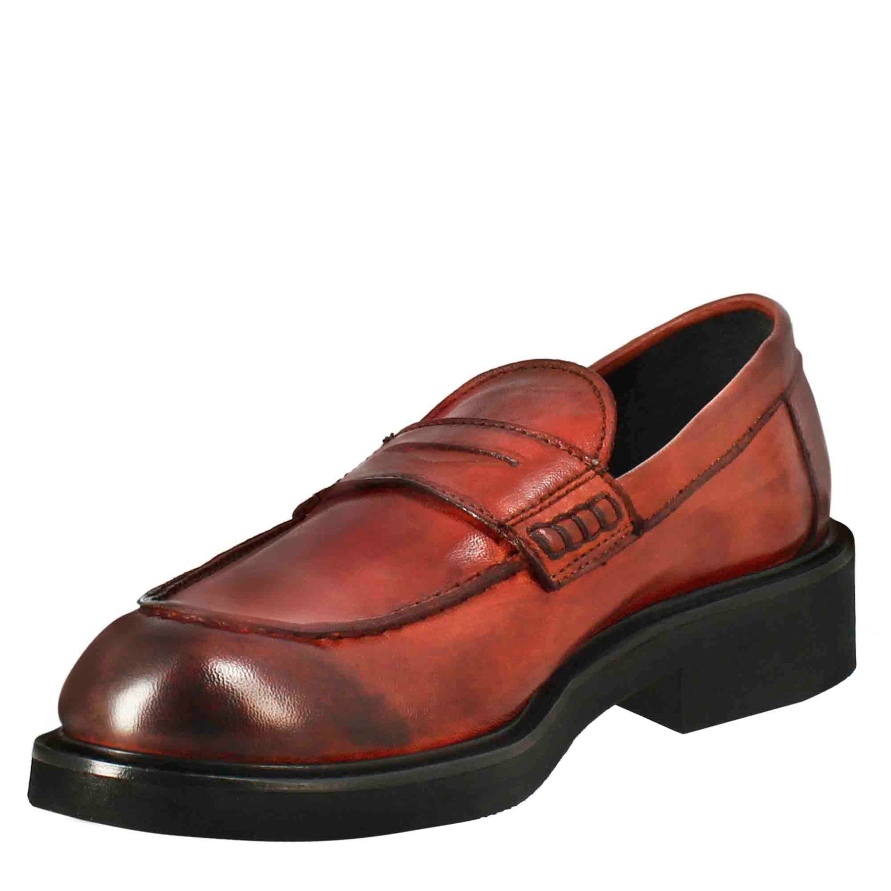 Red Washed Leather Women's Moccasin