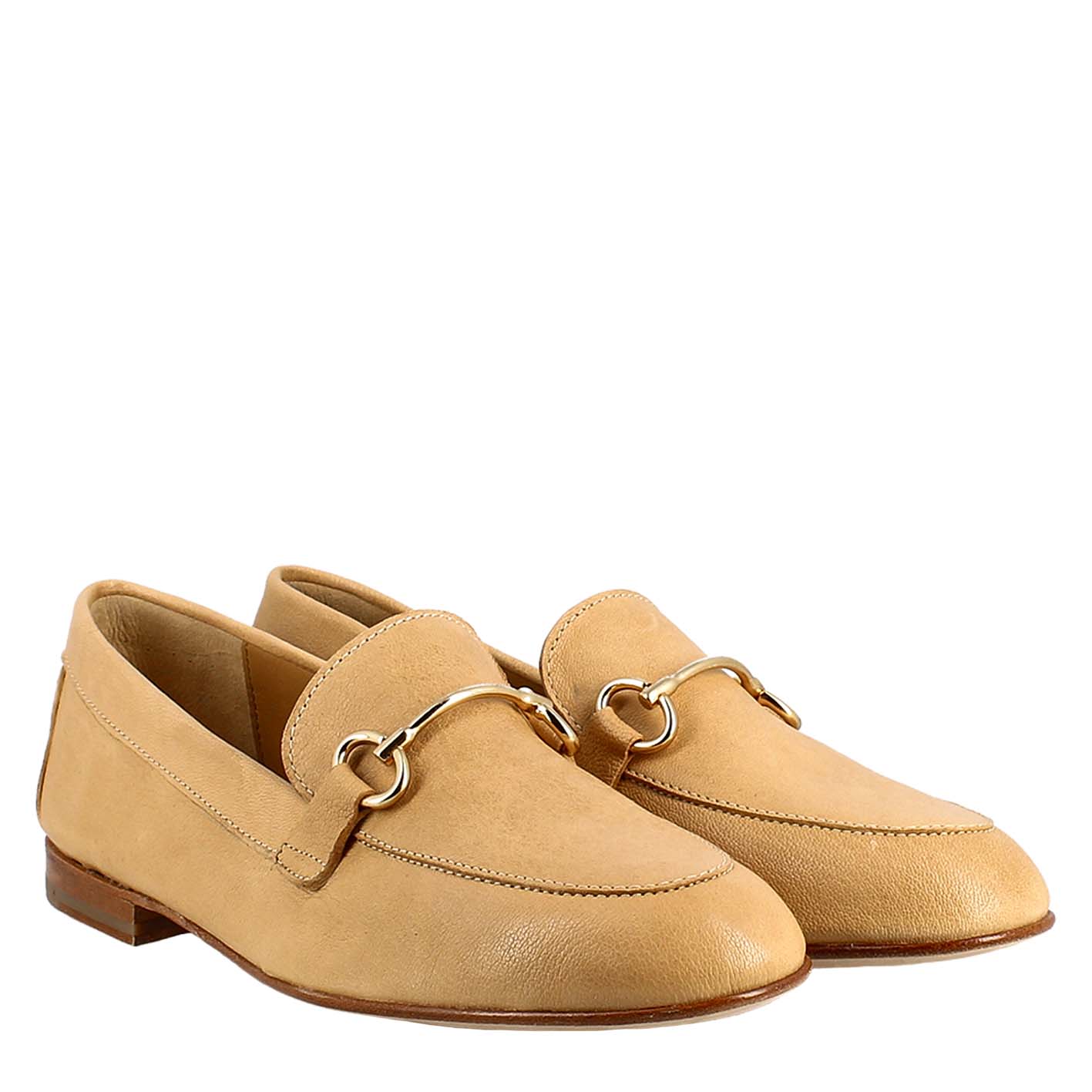 Women's Moccasin in Beige Leather