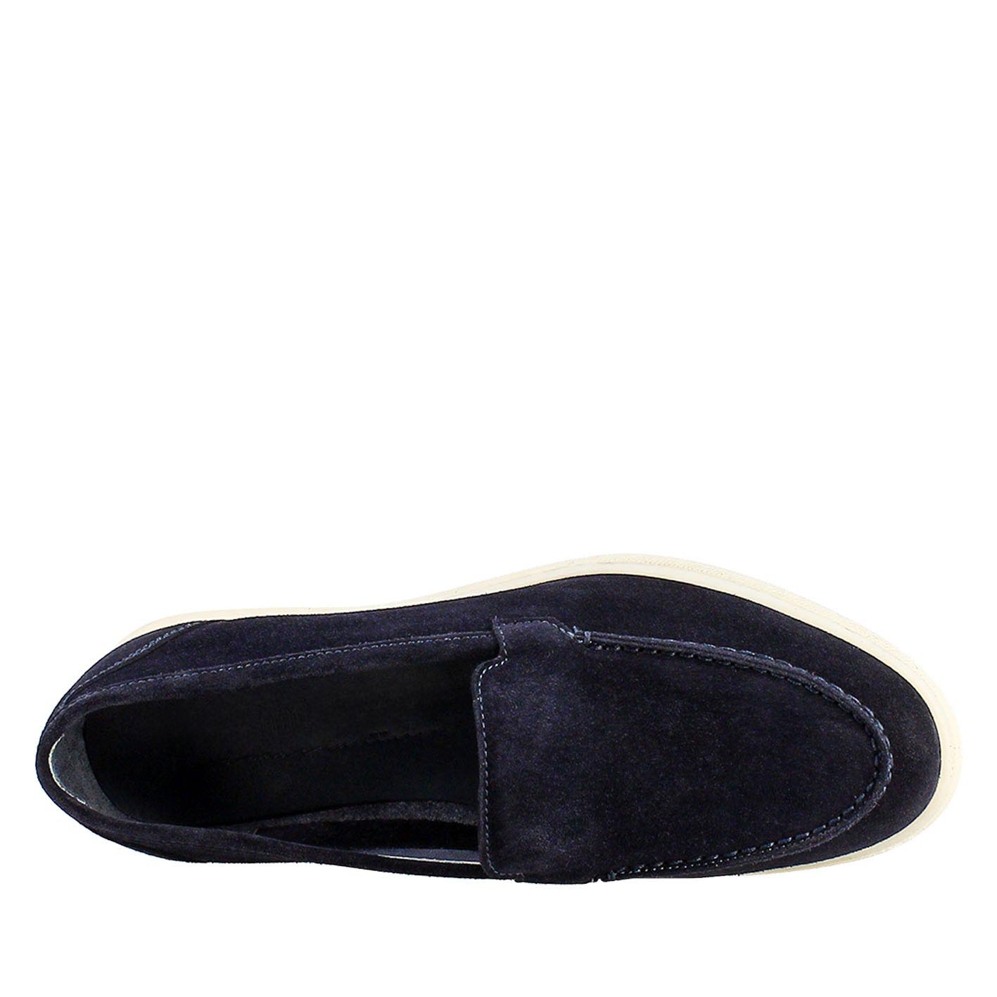 Women's flexible moccasin in dark blue suede leather