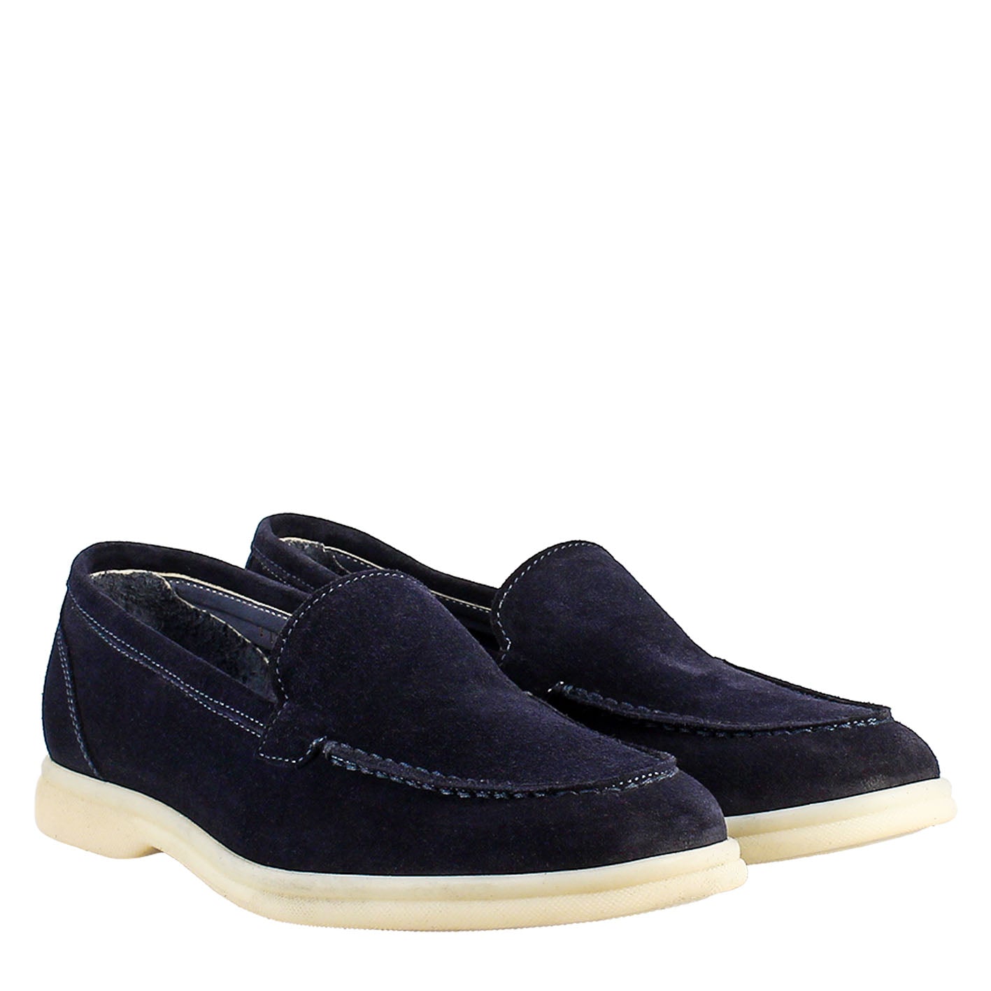 Women's flexible moccasin in dark blue suede leather