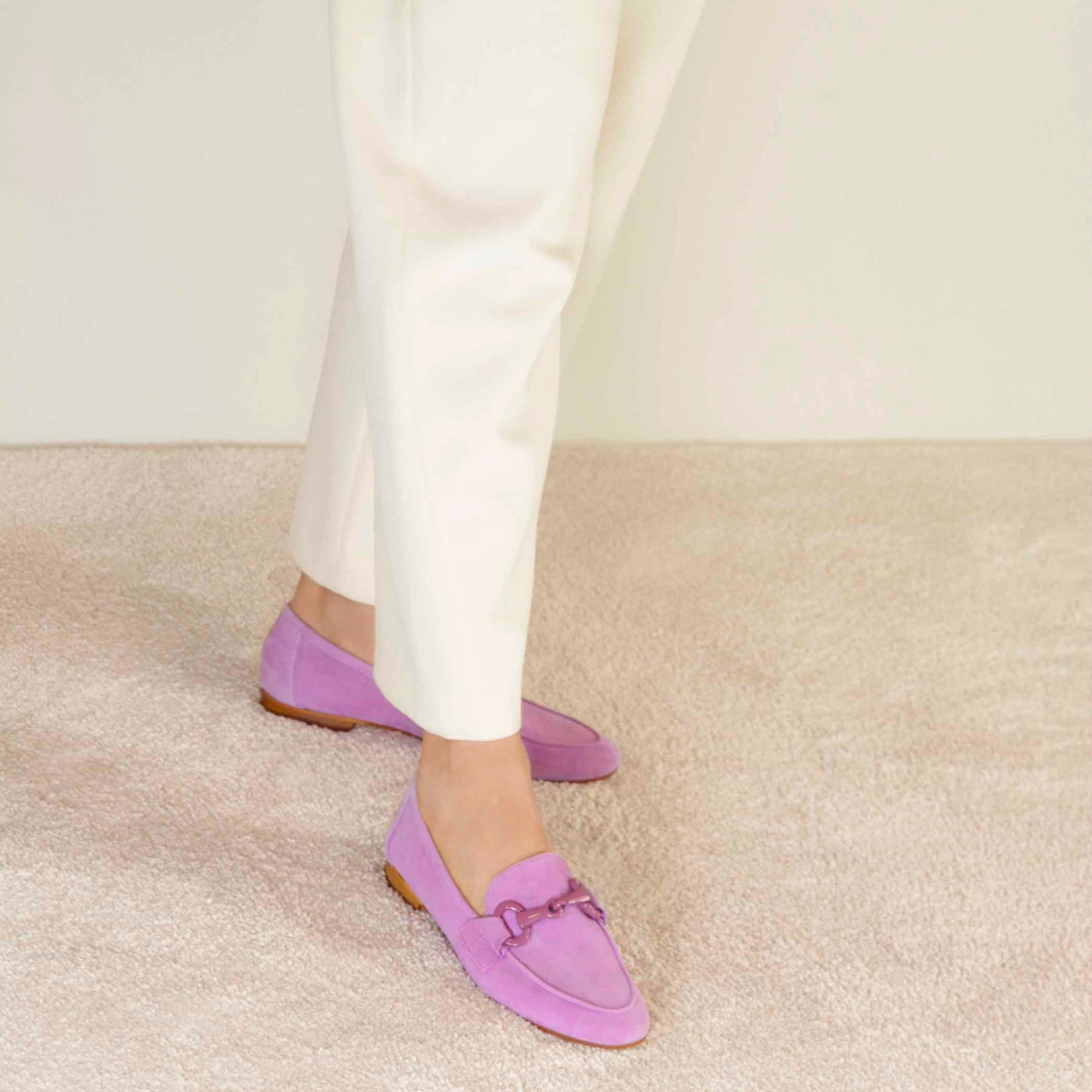 Women's Moccasin in Purple Suede