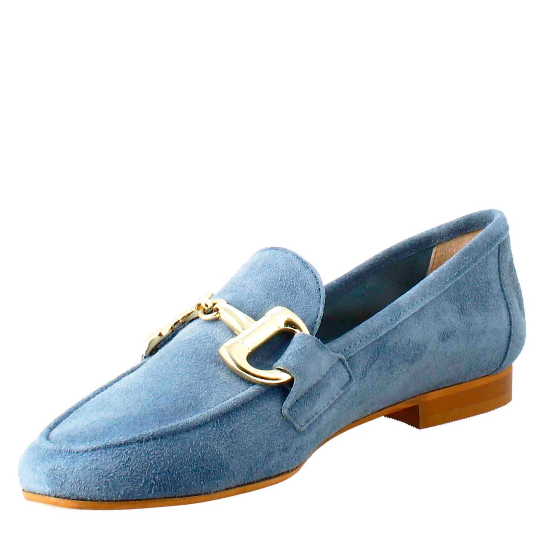 Women's Moccasin in Light Blue Suede