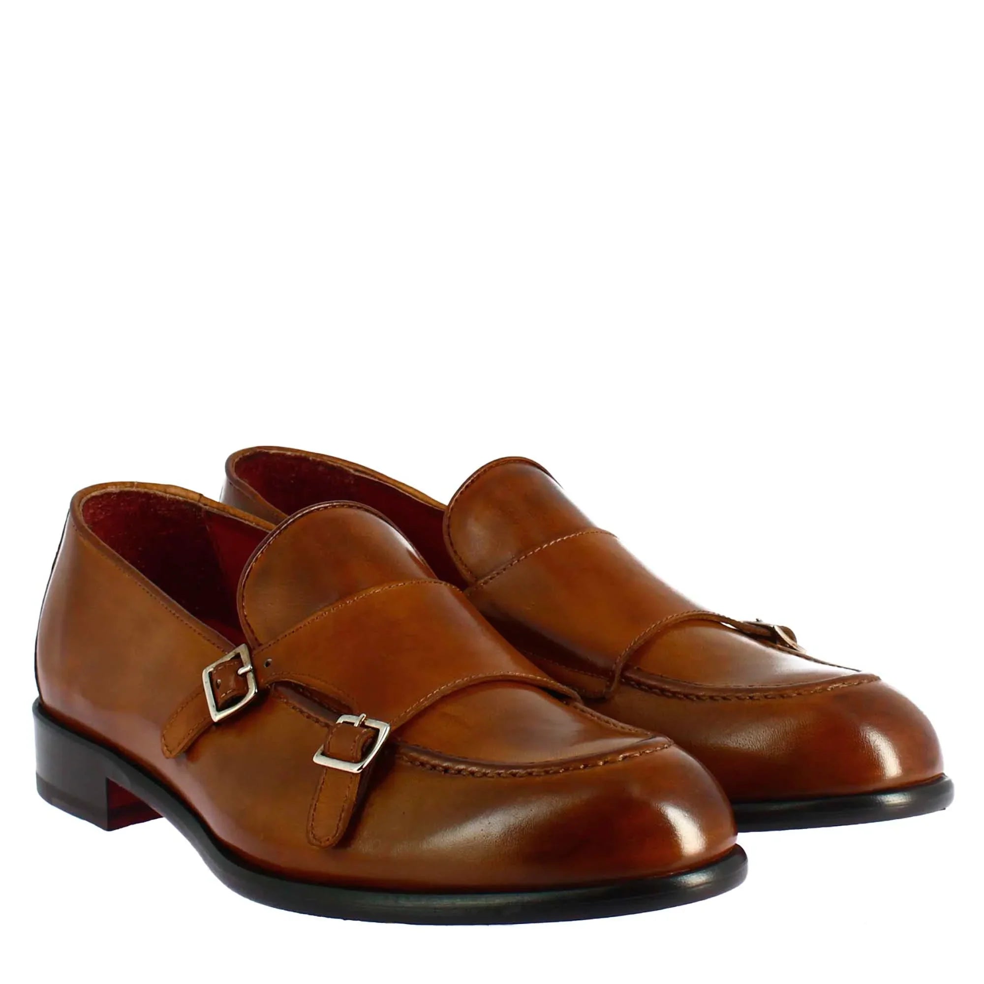 Brown double buckle moccasin