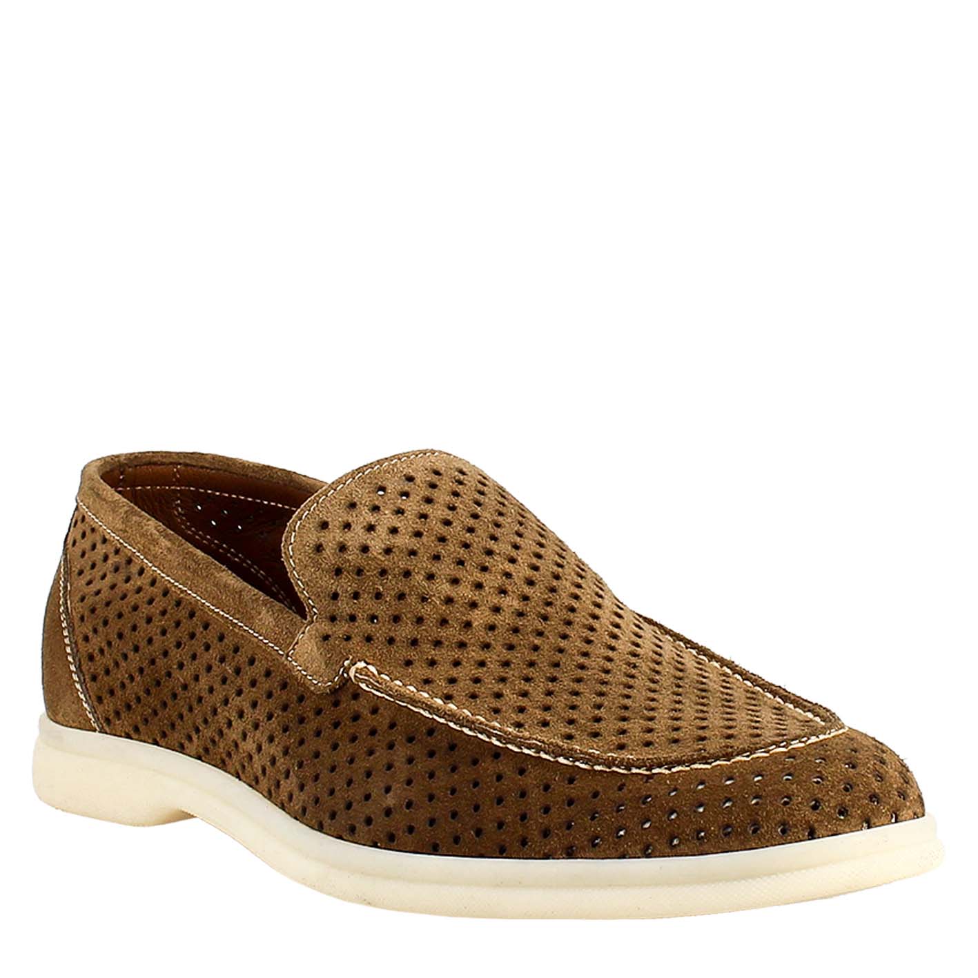 Brown Unlined Loafers in Suede