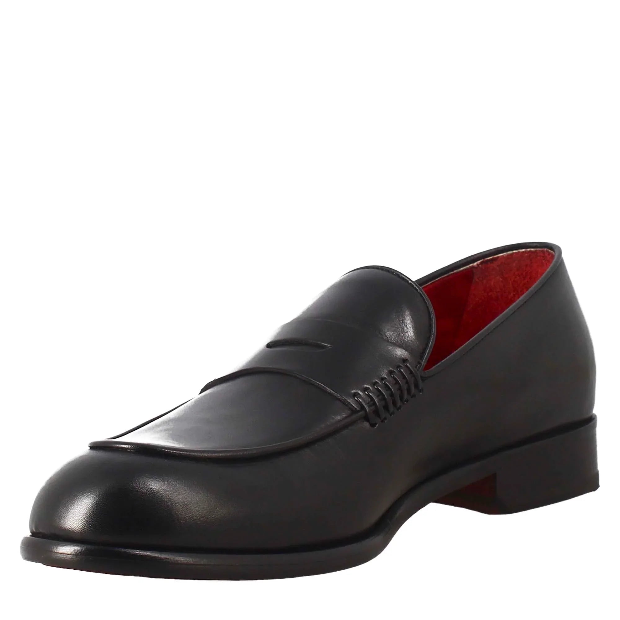 Luxury Slip-on Black moccasin with Stacked Heel