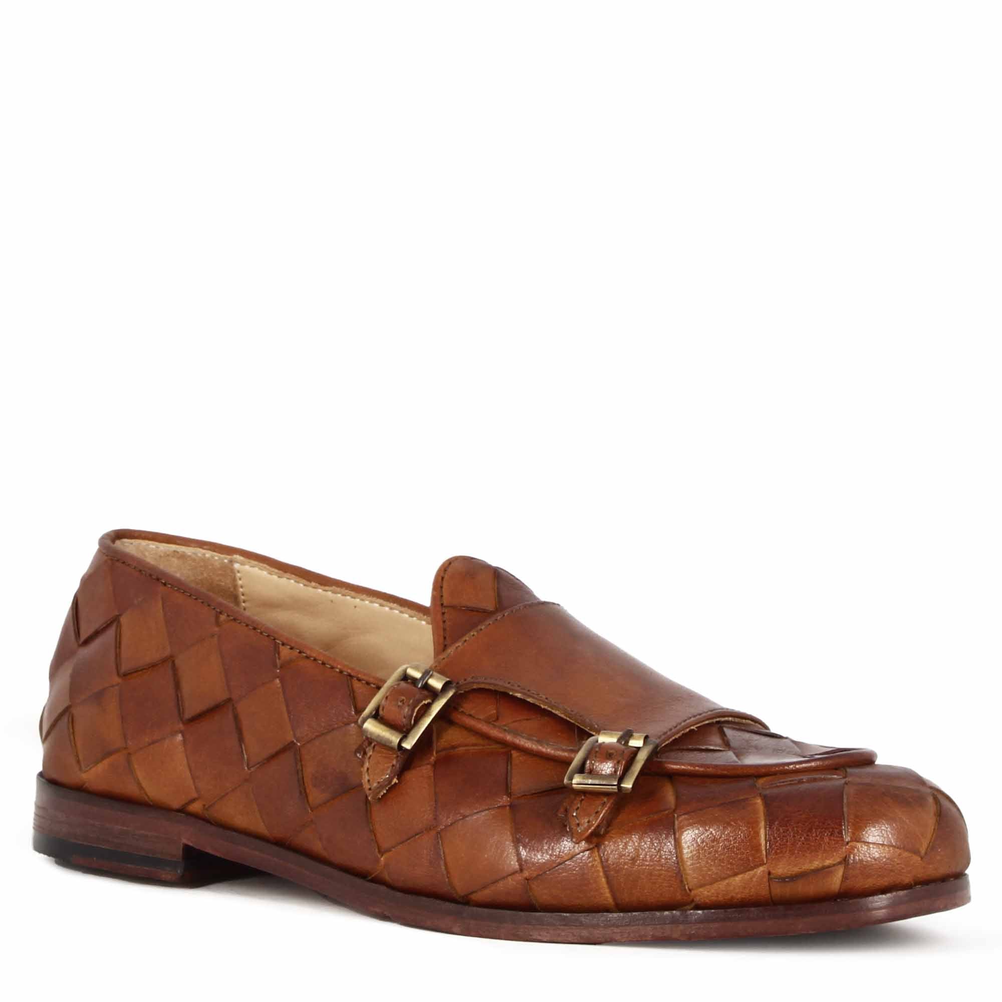 woven leather moccasin