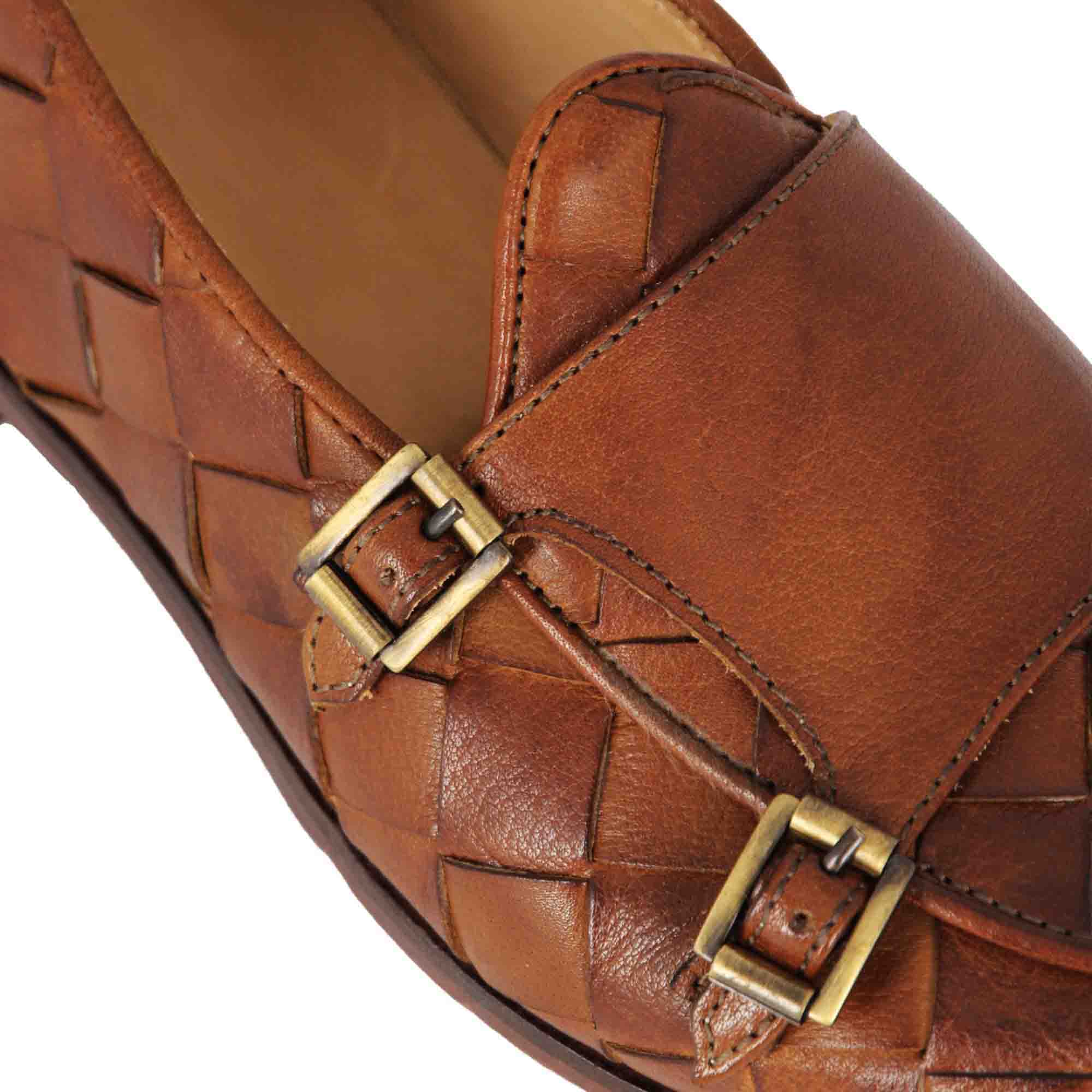 woven leather moccasin