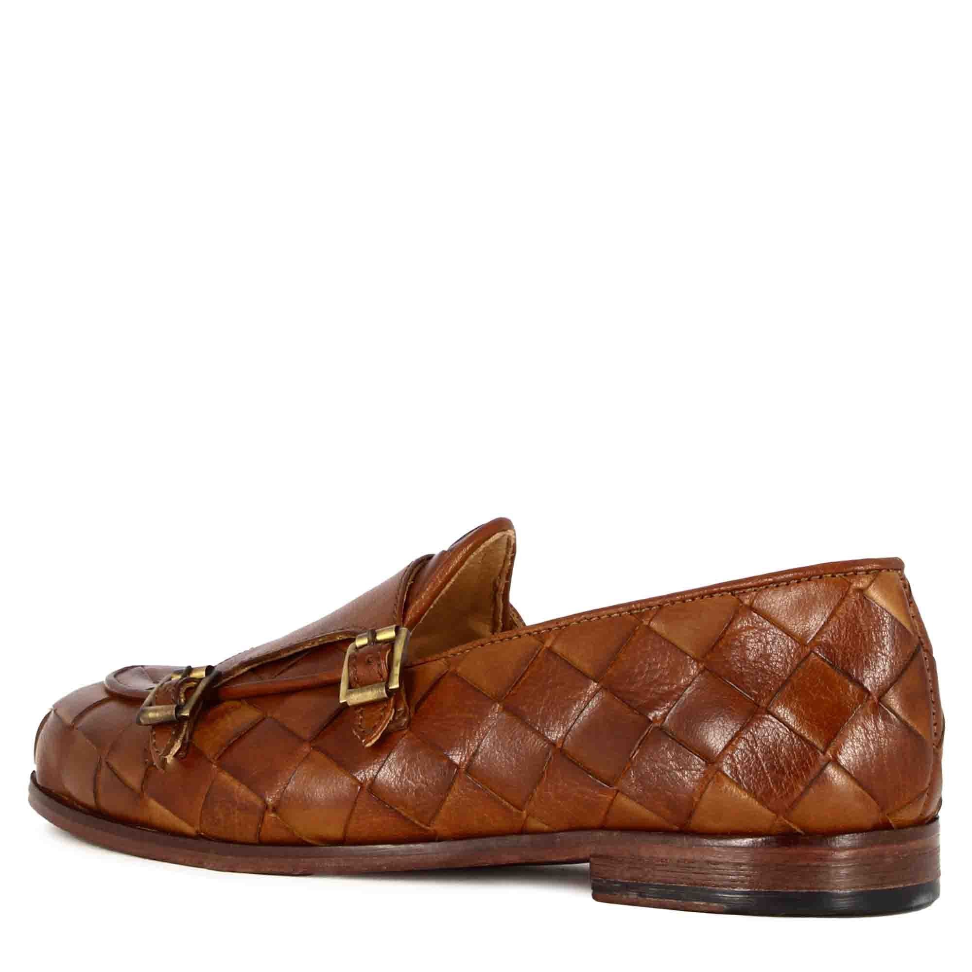 woven leather moccasin