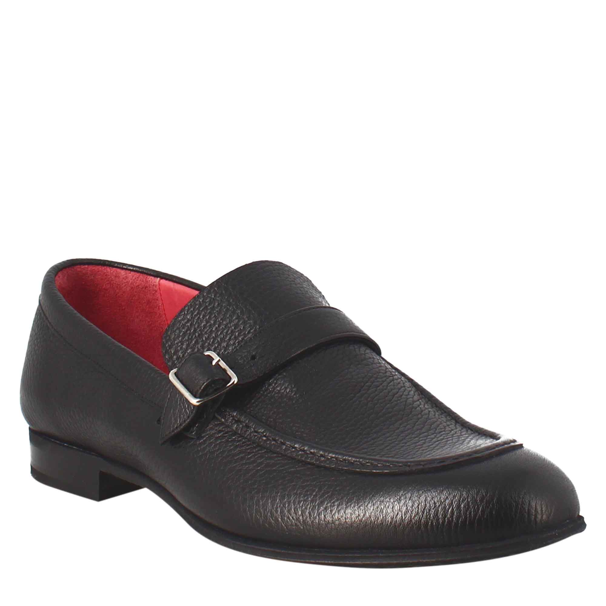 Black Moccasin in Smooth Leather
