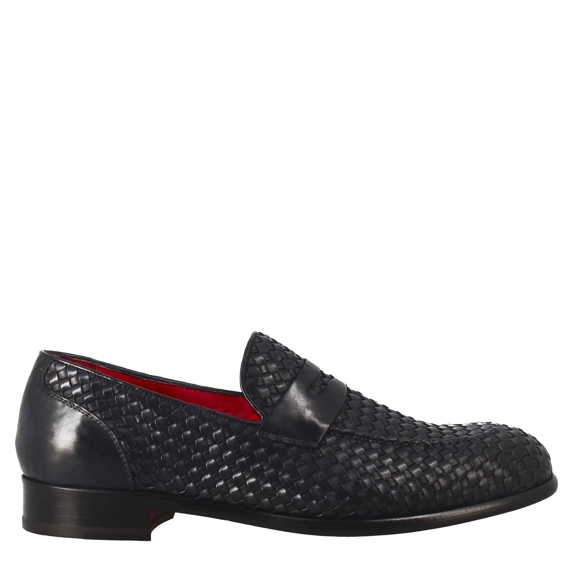Moccasin in Woven Grain Leather