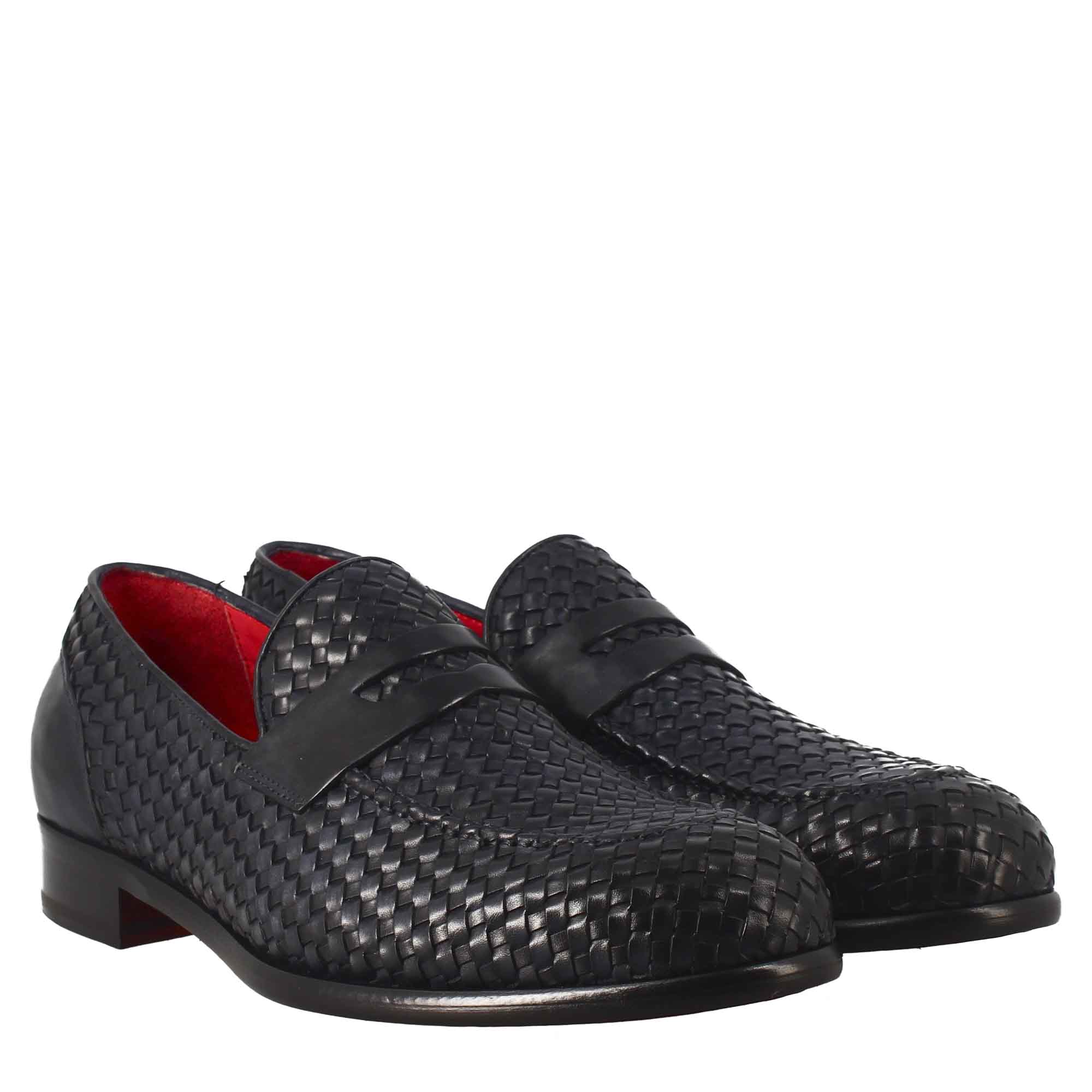 Moccasin in Woven Grain Leather