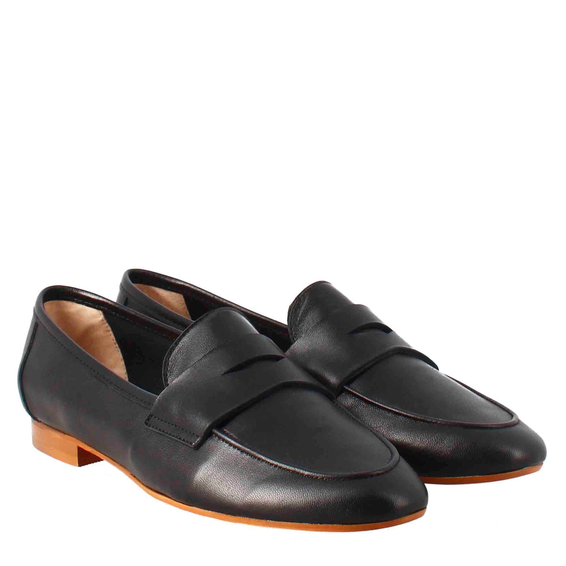 Black Leather Flexible Moccasin