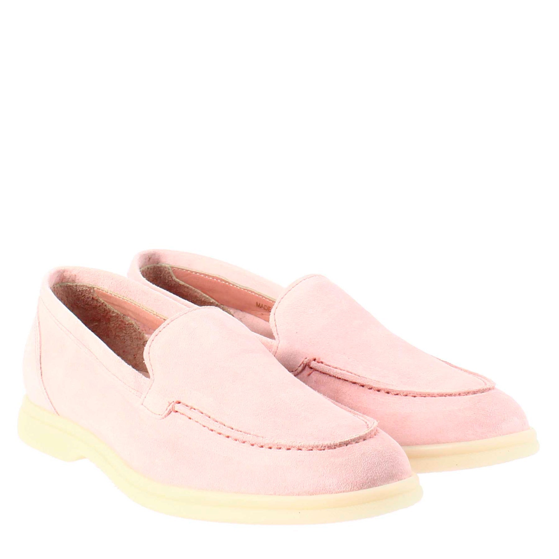 Women's Flexible Moccasin in Pink Suede Leather