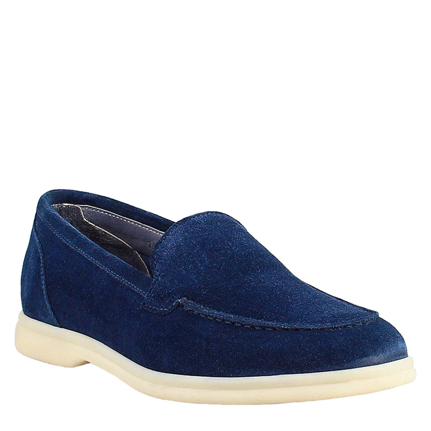 Women's Flexible Moccasin in Blue Suede Leather