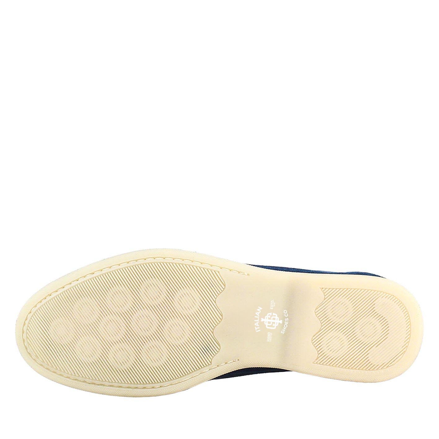 Women's Flexible Moccasin in Blue Suede Leather