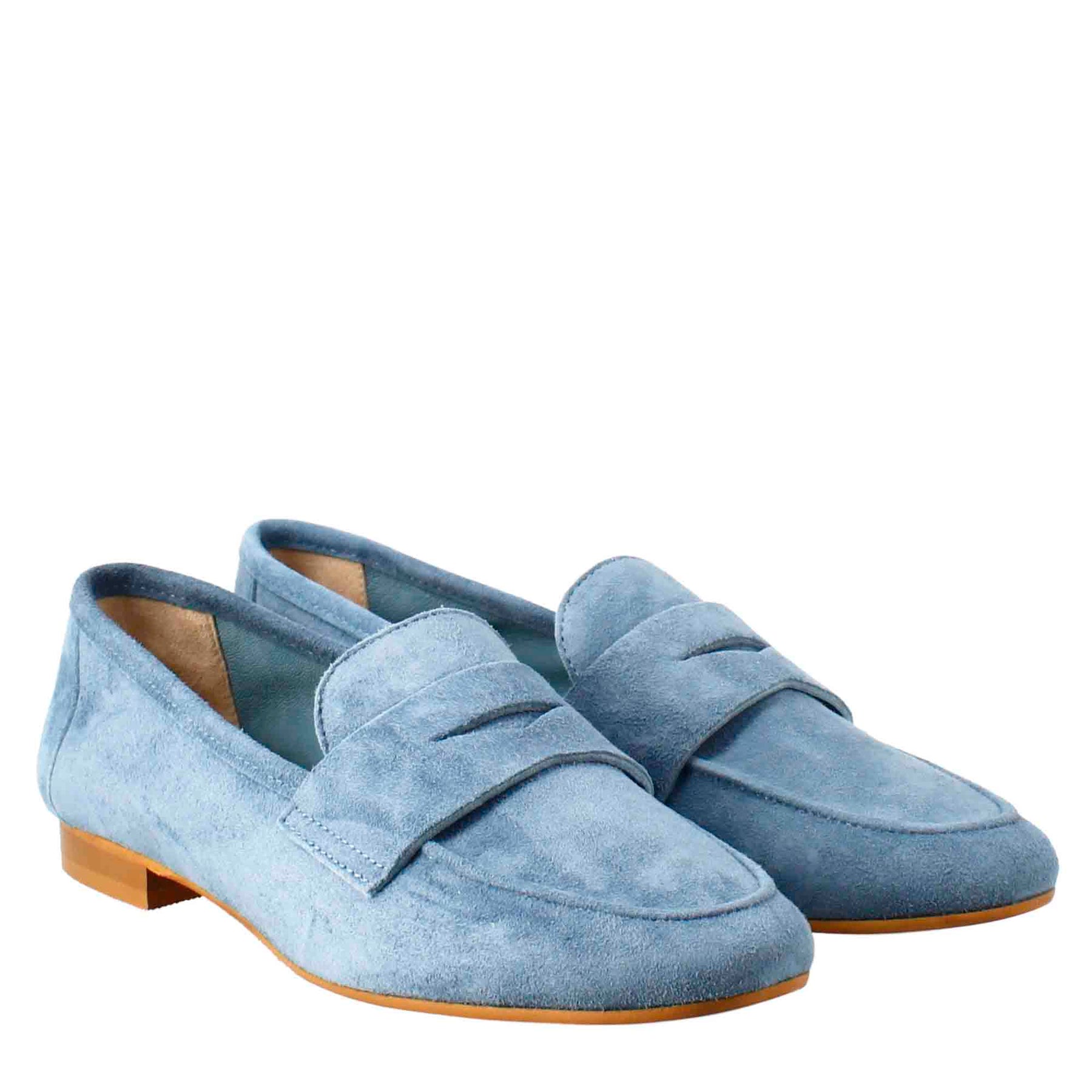 Light Blue Suede Women's Moccasin