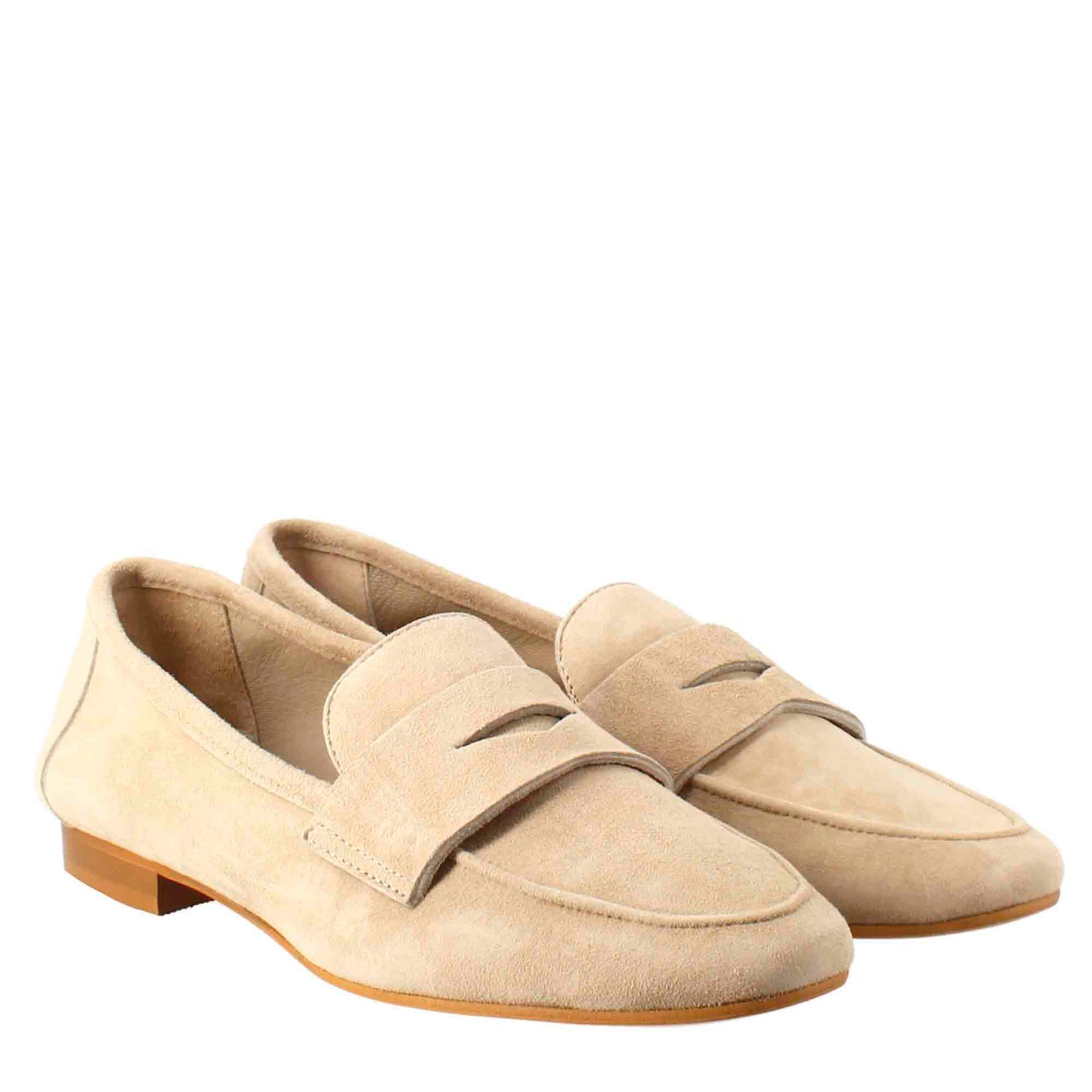 Taupe Suede Leather Women's Moccasin