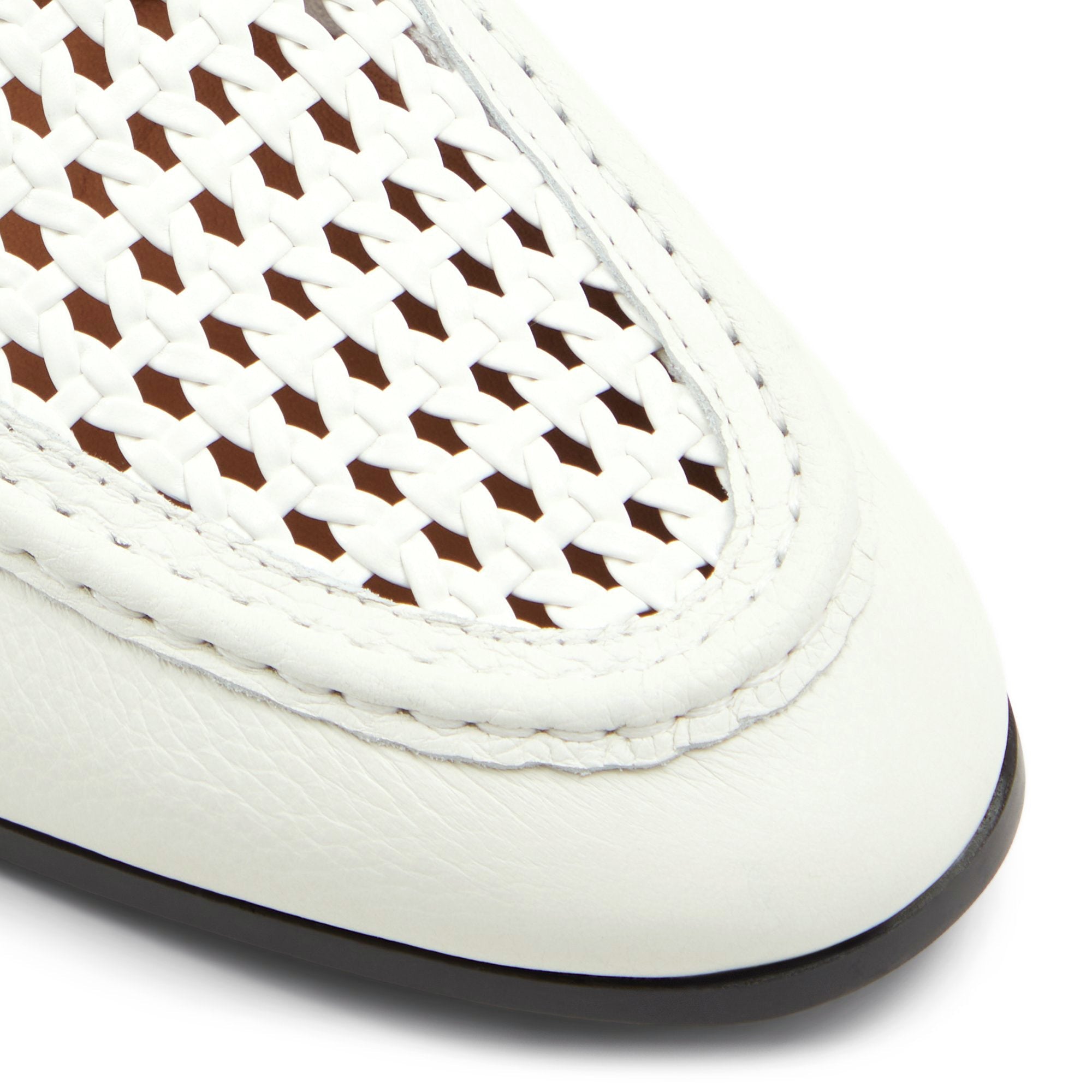 White Leather Top Braided Loafers