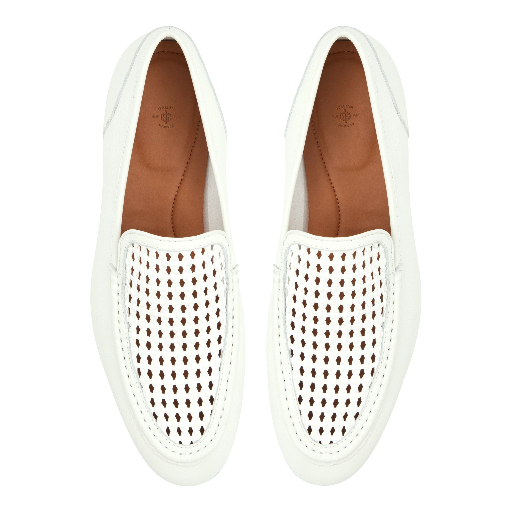 White Leather Top Braided Loafers