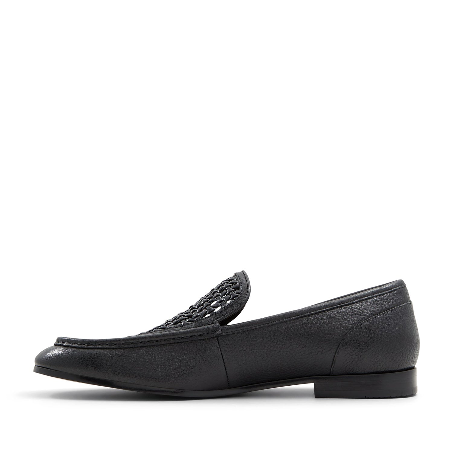 Black Leather Top Braided Loafers