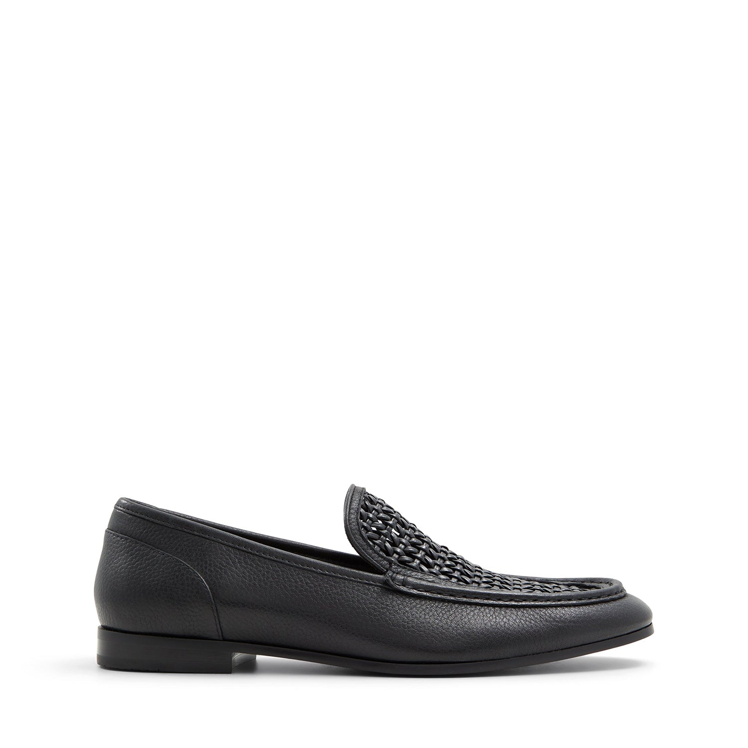 Black Leather Top Braided Loafers