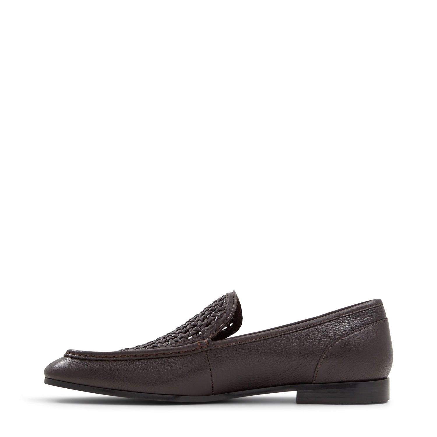Brown Leather Top Braided Loafers