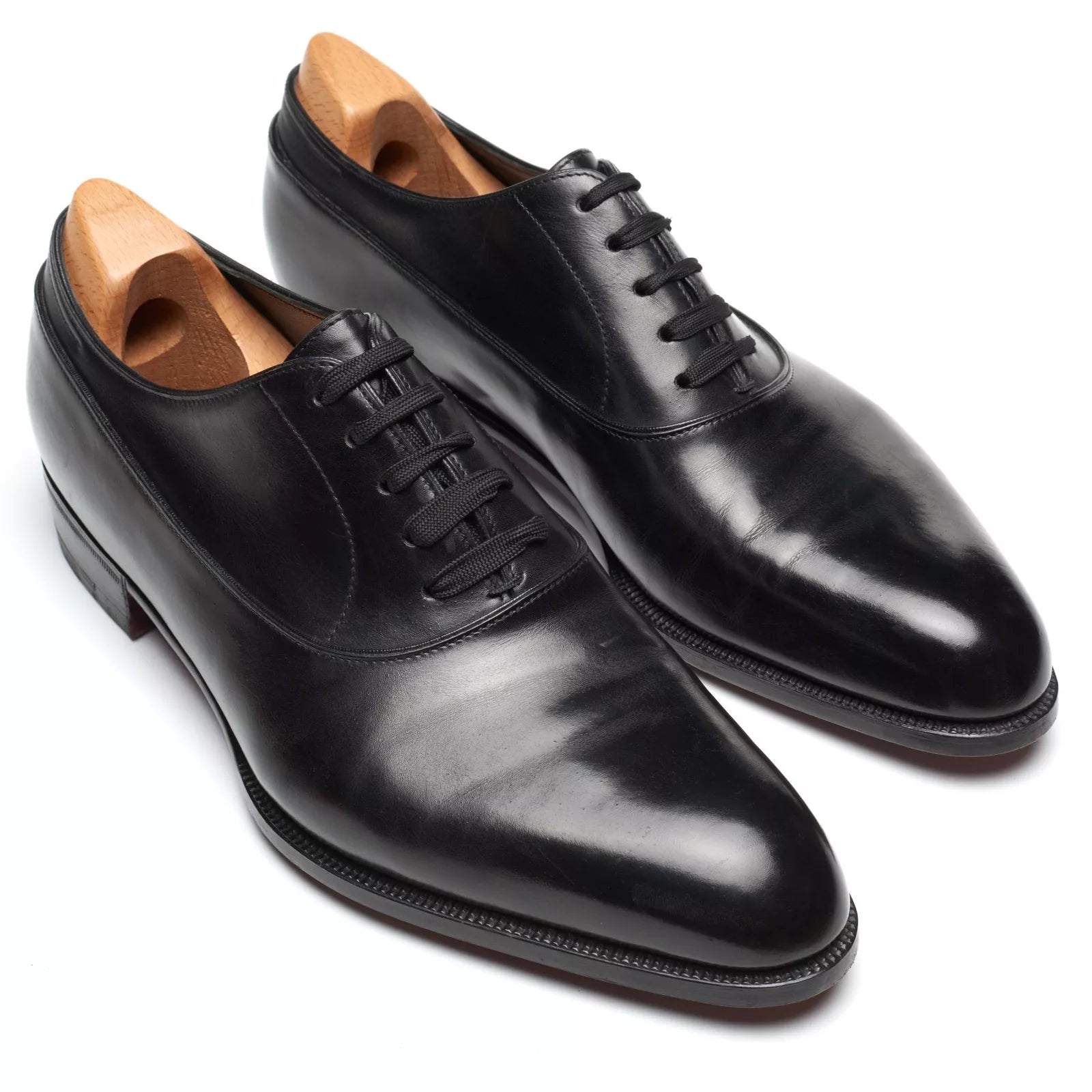 Black Calf Leather Balmoral Oxford Shoes