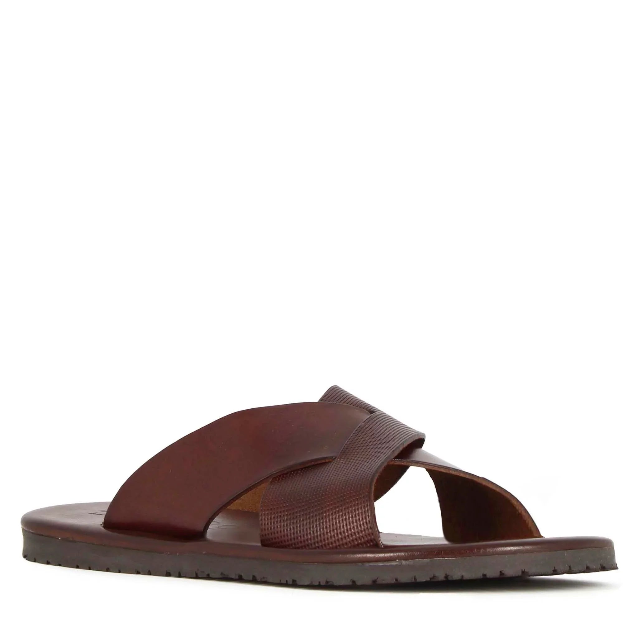 Leather Men's Cross-Banded Slip on