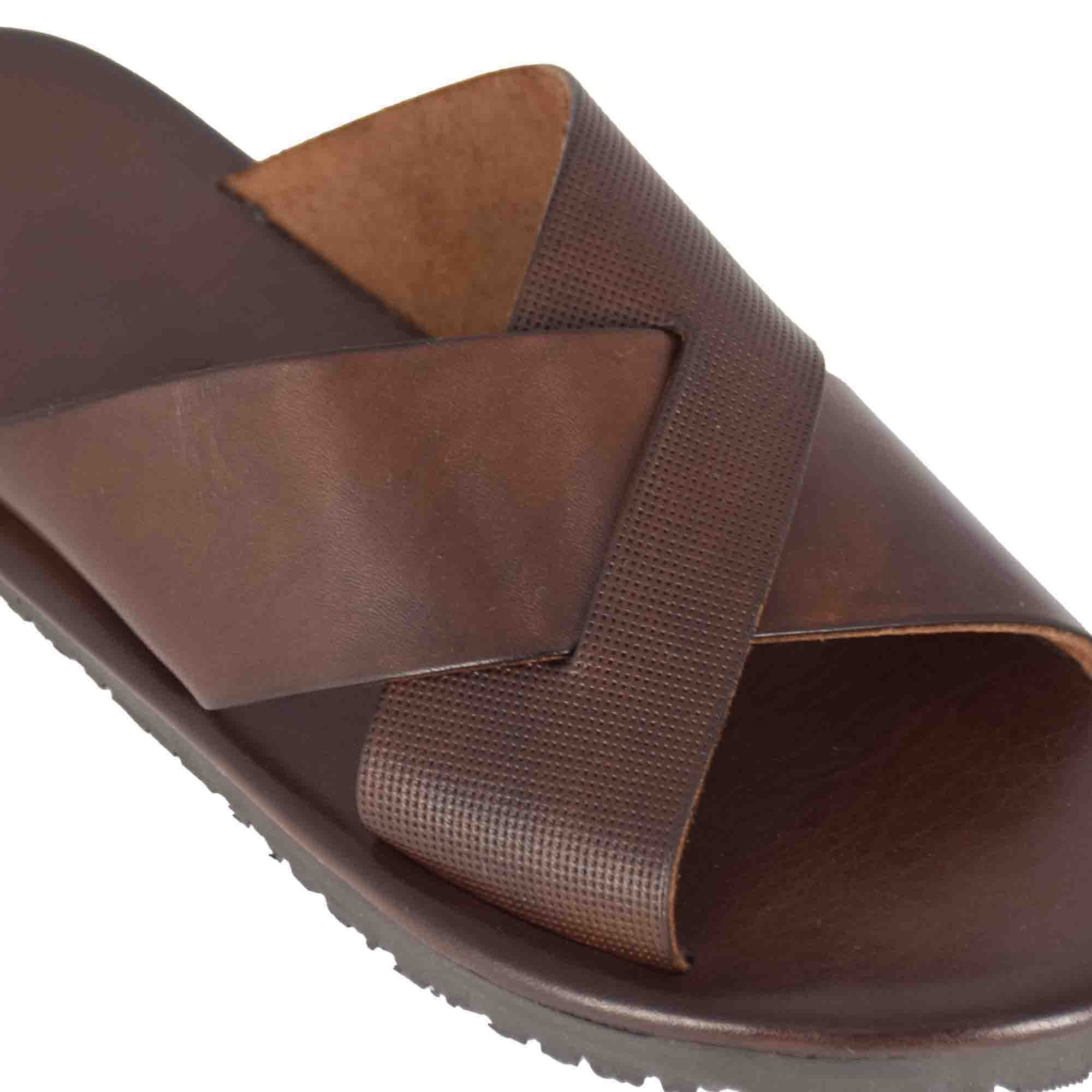 Leather Men's Cross-Banded Slip on