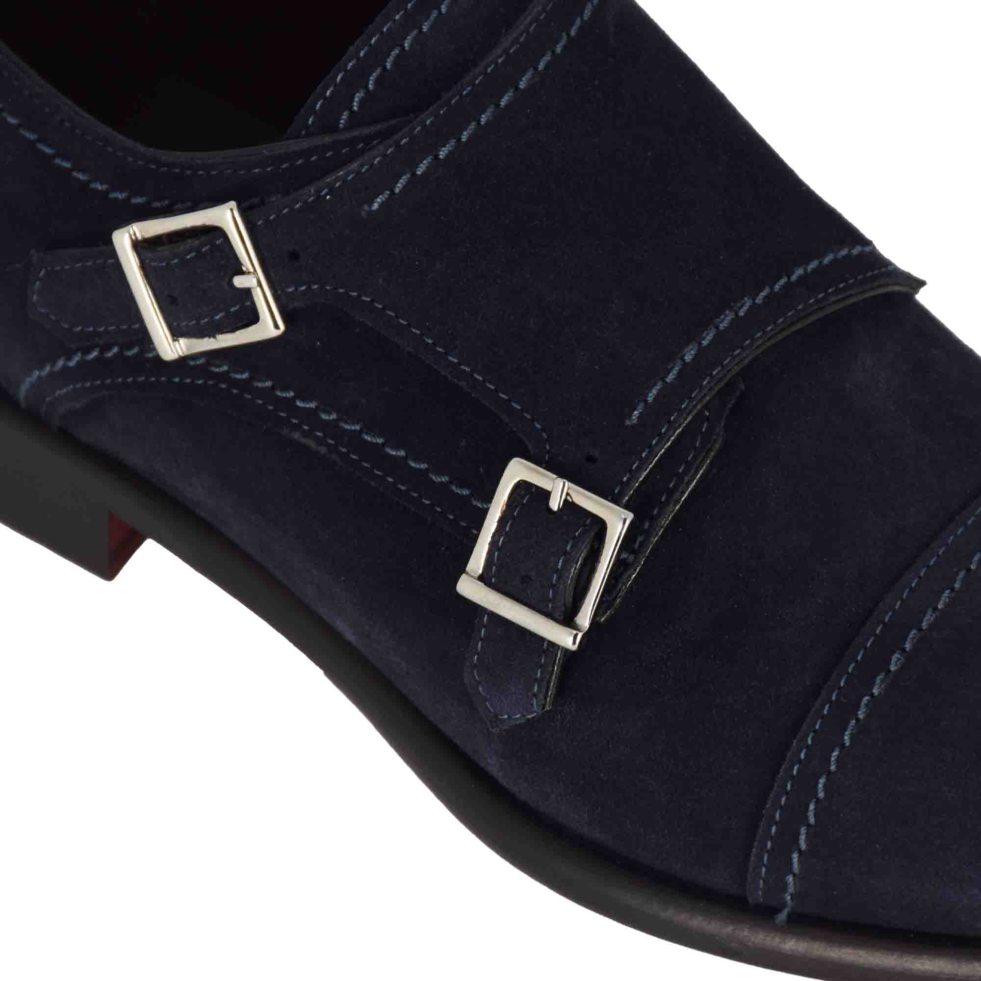 Suede Double Monk Strap Shoes