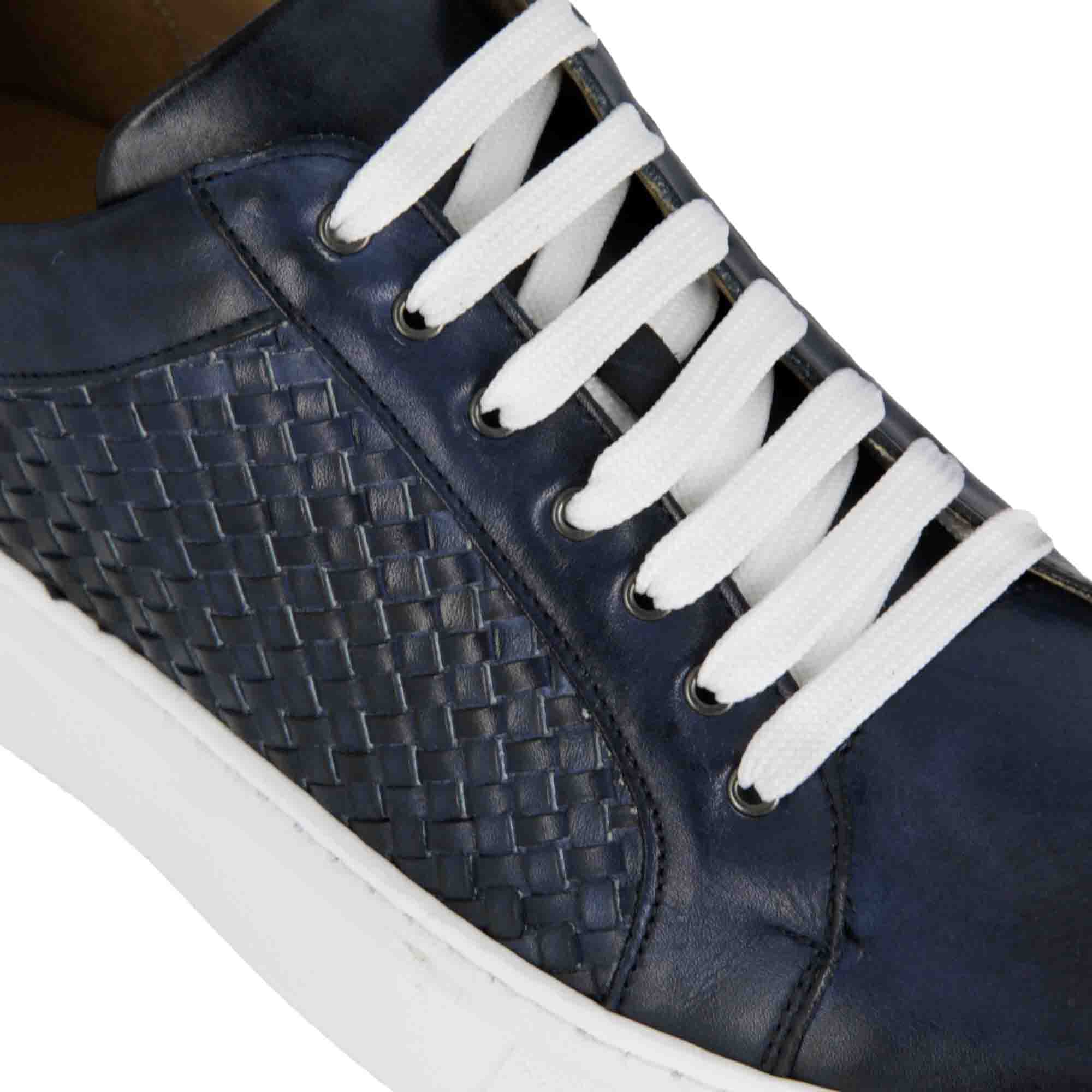 Men's Casual Trainer In Woven Leather Colour