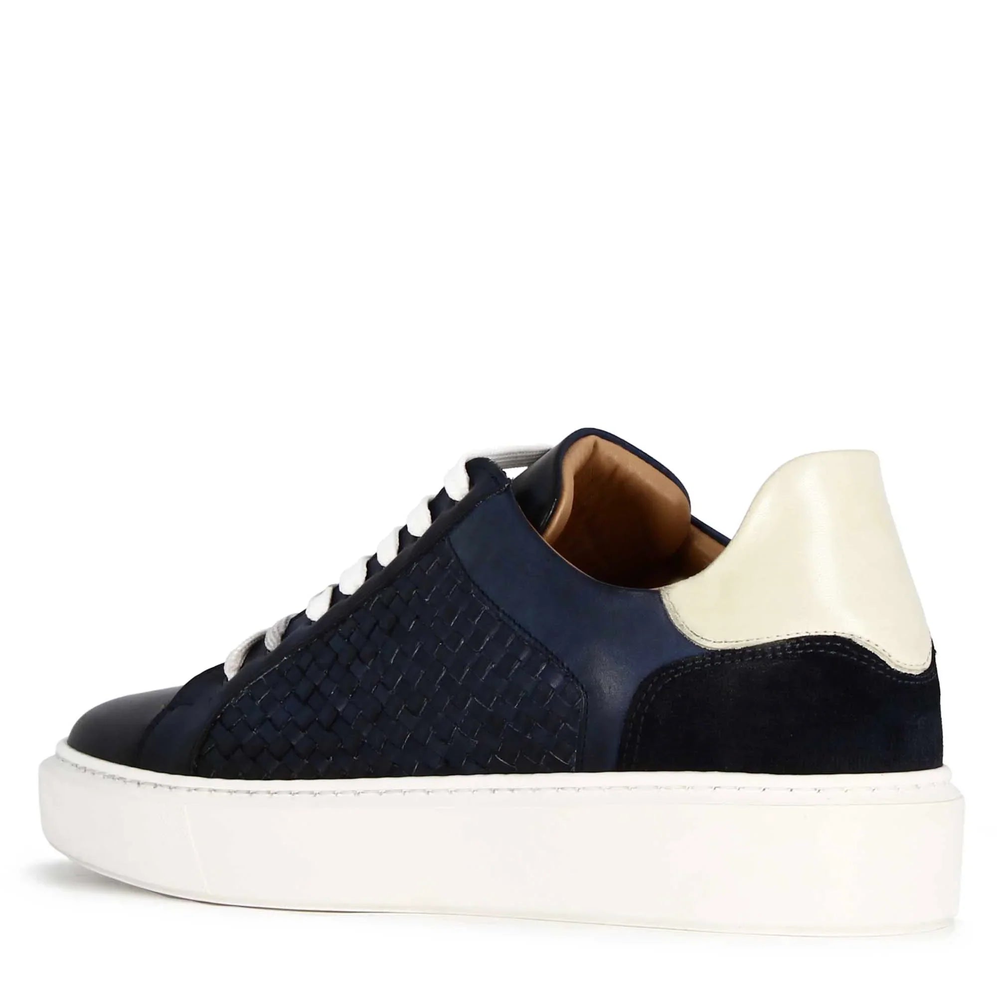 Men's Casual Trainer In Woven Leather Colour