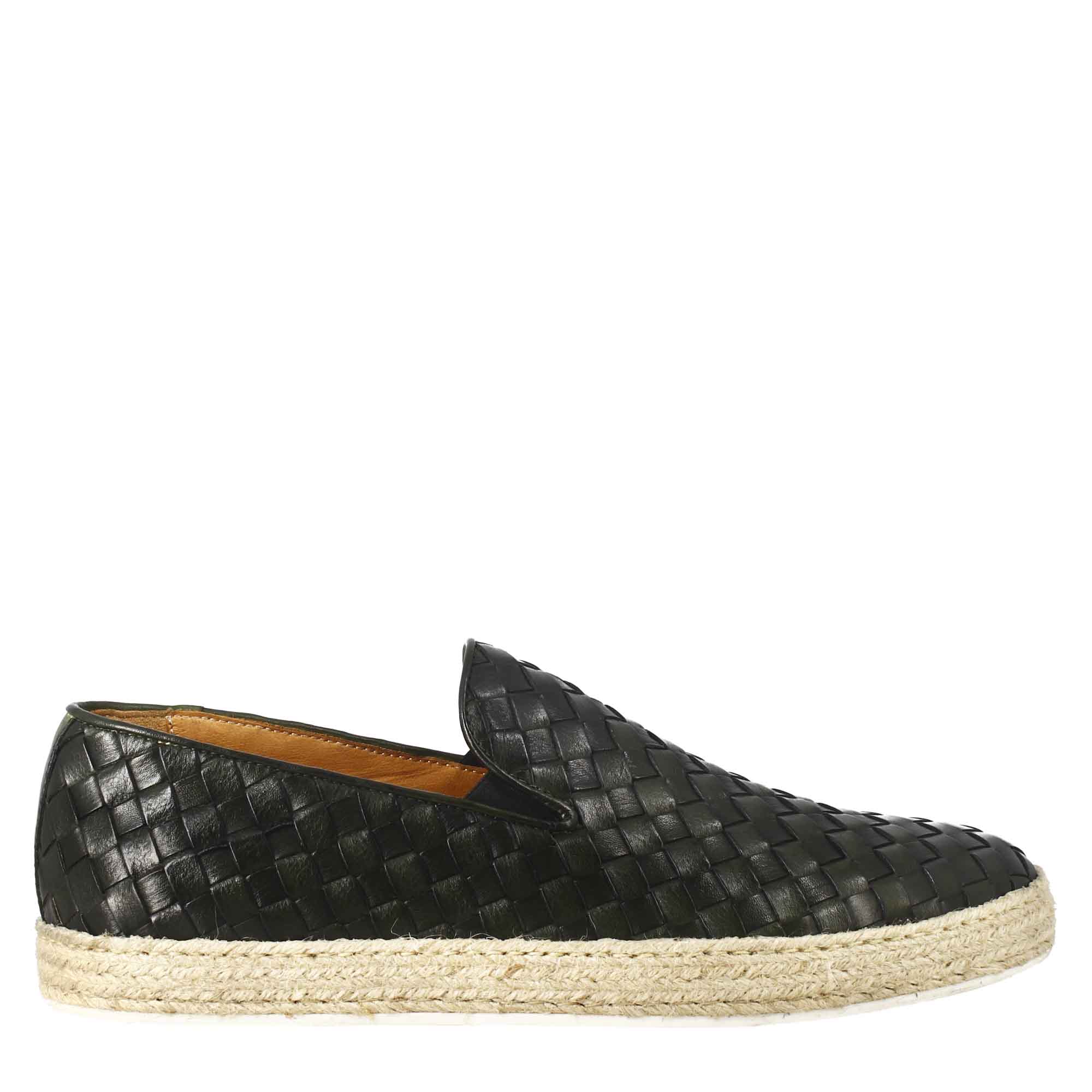 Black Sneakers in woven leather