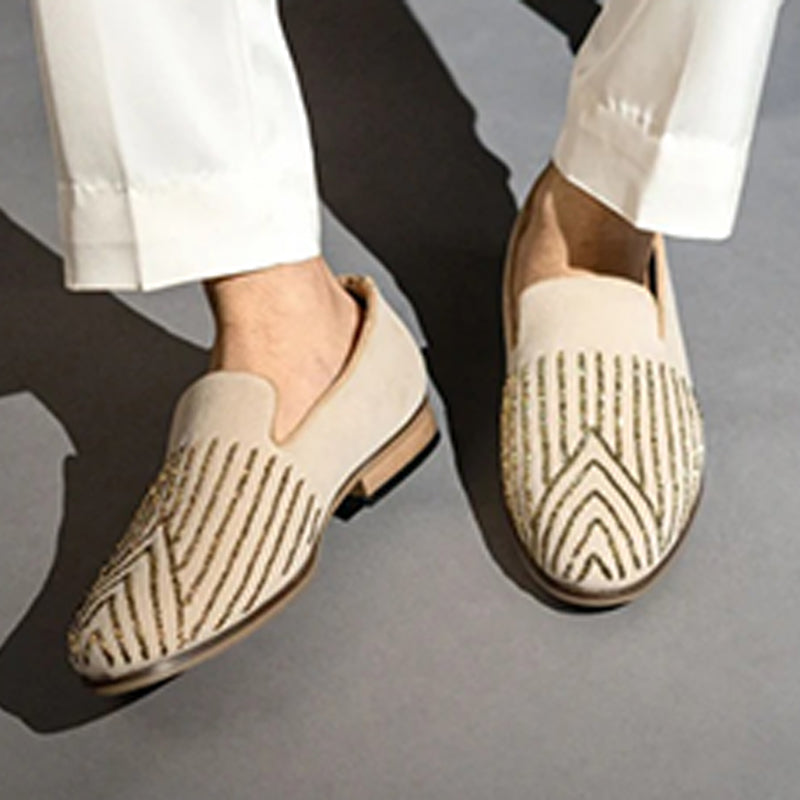 Embroidered Velvet Loafers
