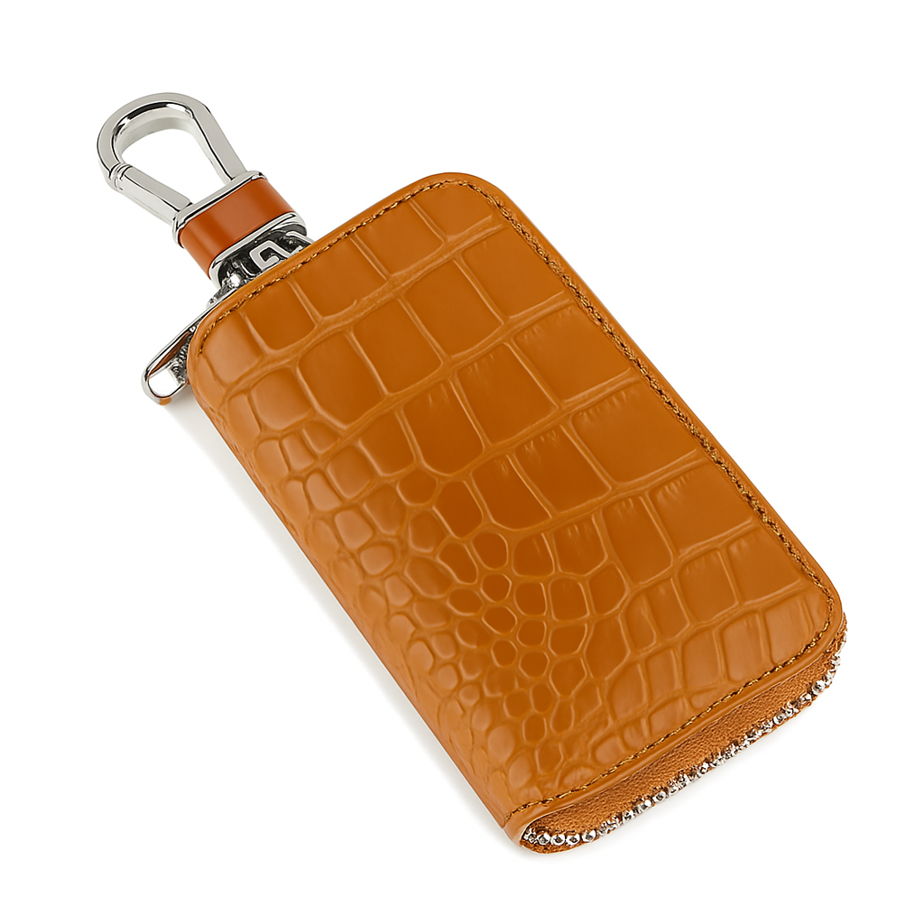 Croco Mini Zipper Key Case Wallet