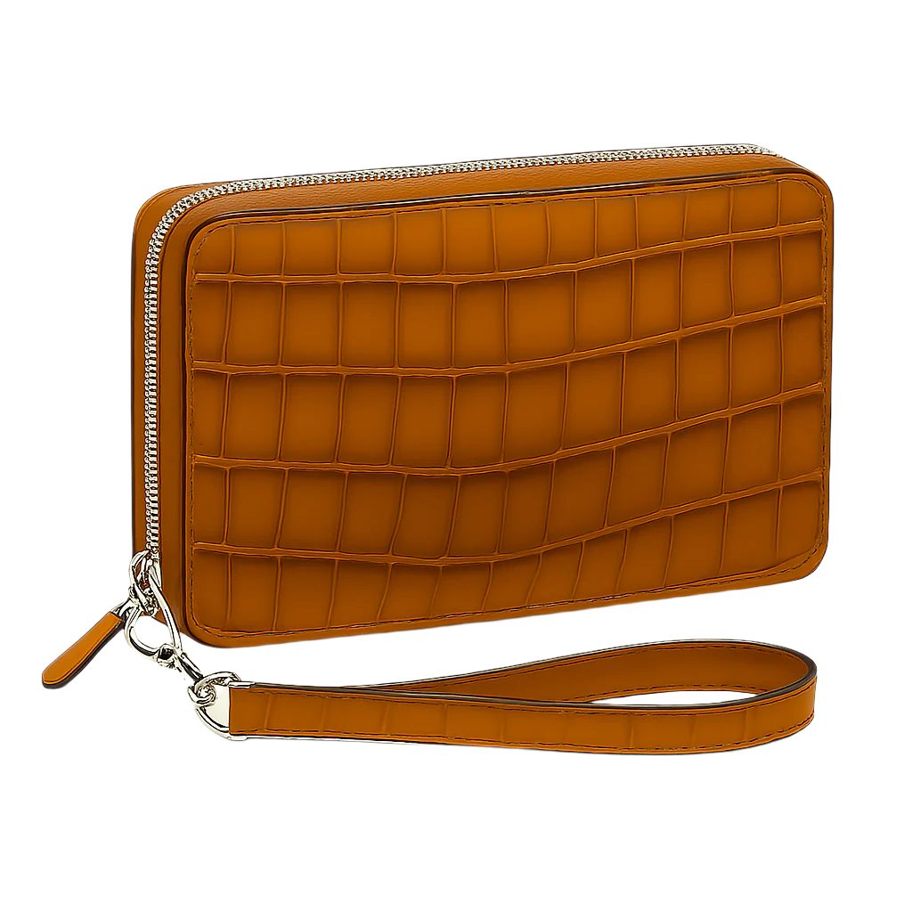 Croco Textured Around Zip Wallet
