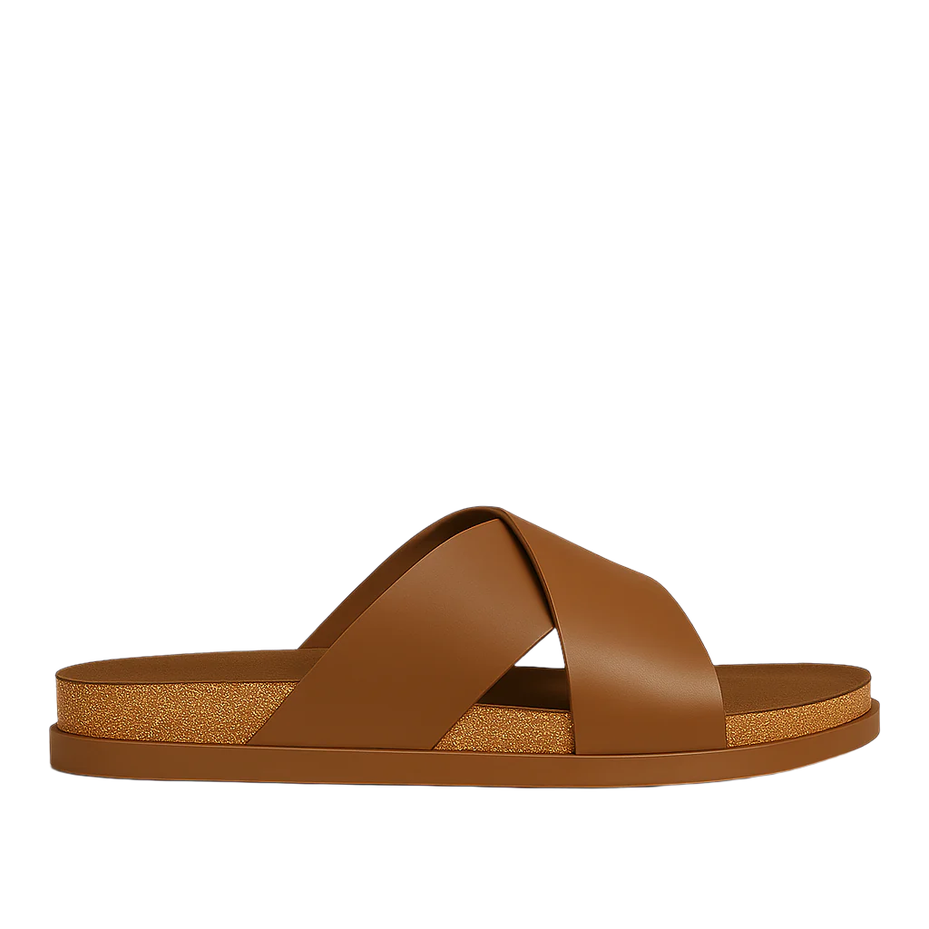 Pure Elegance Brown Leather Slipper
